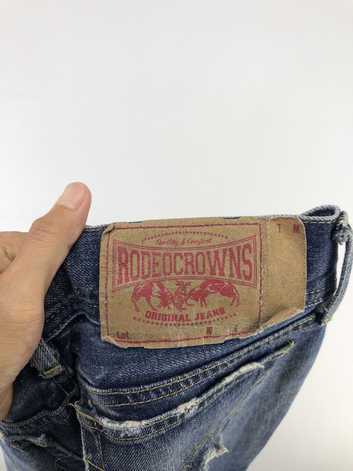 Japanese Brand Rodeo Crowns Low Rise Distressed Faded Blue Jeans Size 28" / US 6 / IT 42 - 20 Thumbnail