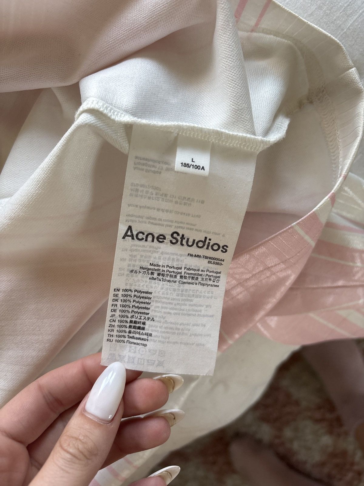 Acne Studios Acne Studios Logo Long Sleeve Jersey Pink/White Size US M / EU 48-50 / 2 - 4 Thumbnail