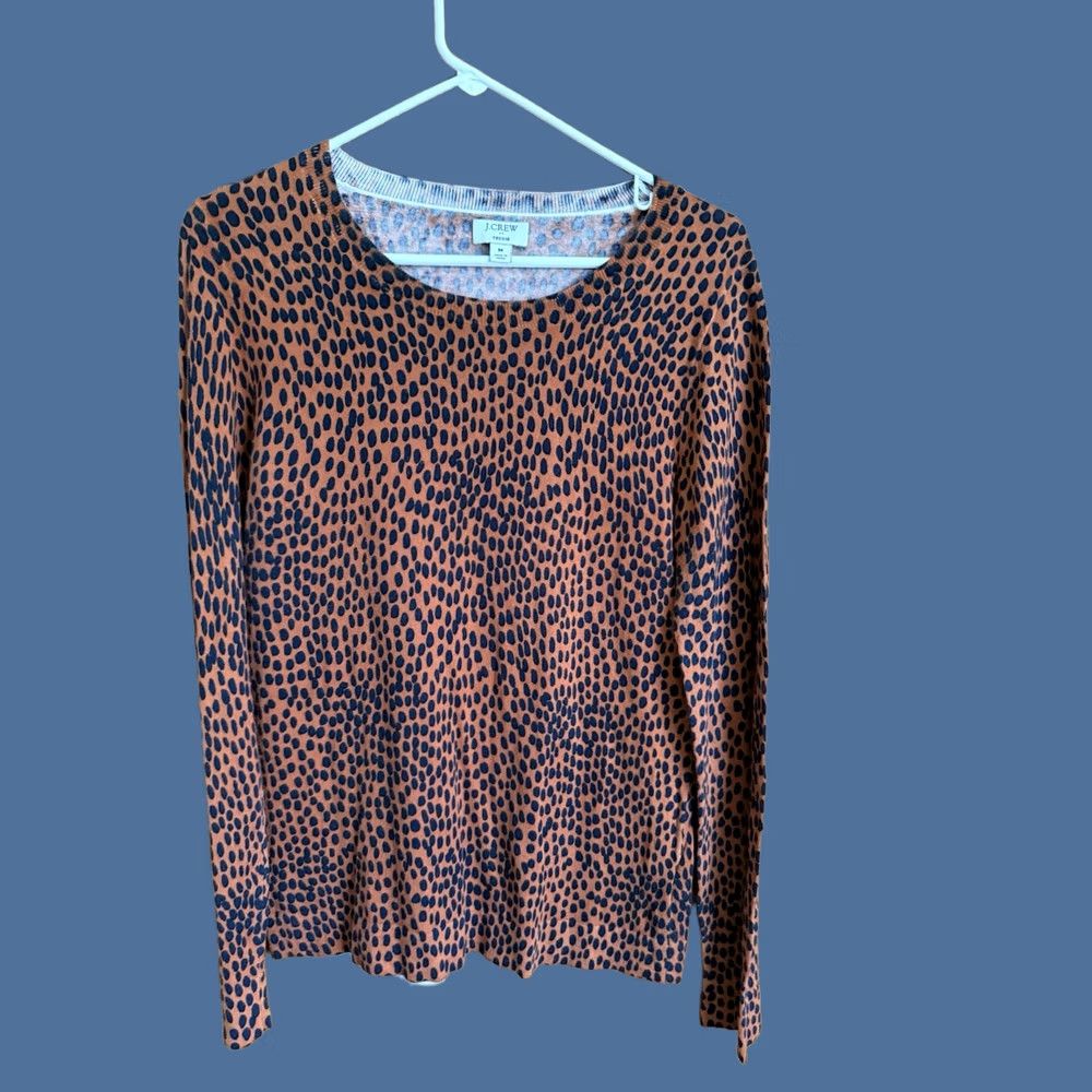Vintage J. Crew Factory Sweater Crew Neck Animal Print Rust Brown M Womens Pullover 100% Cotton Fall Winter Vintage-Style Size M / US 6-8 / IT 42-44 - 1 Thumbnail