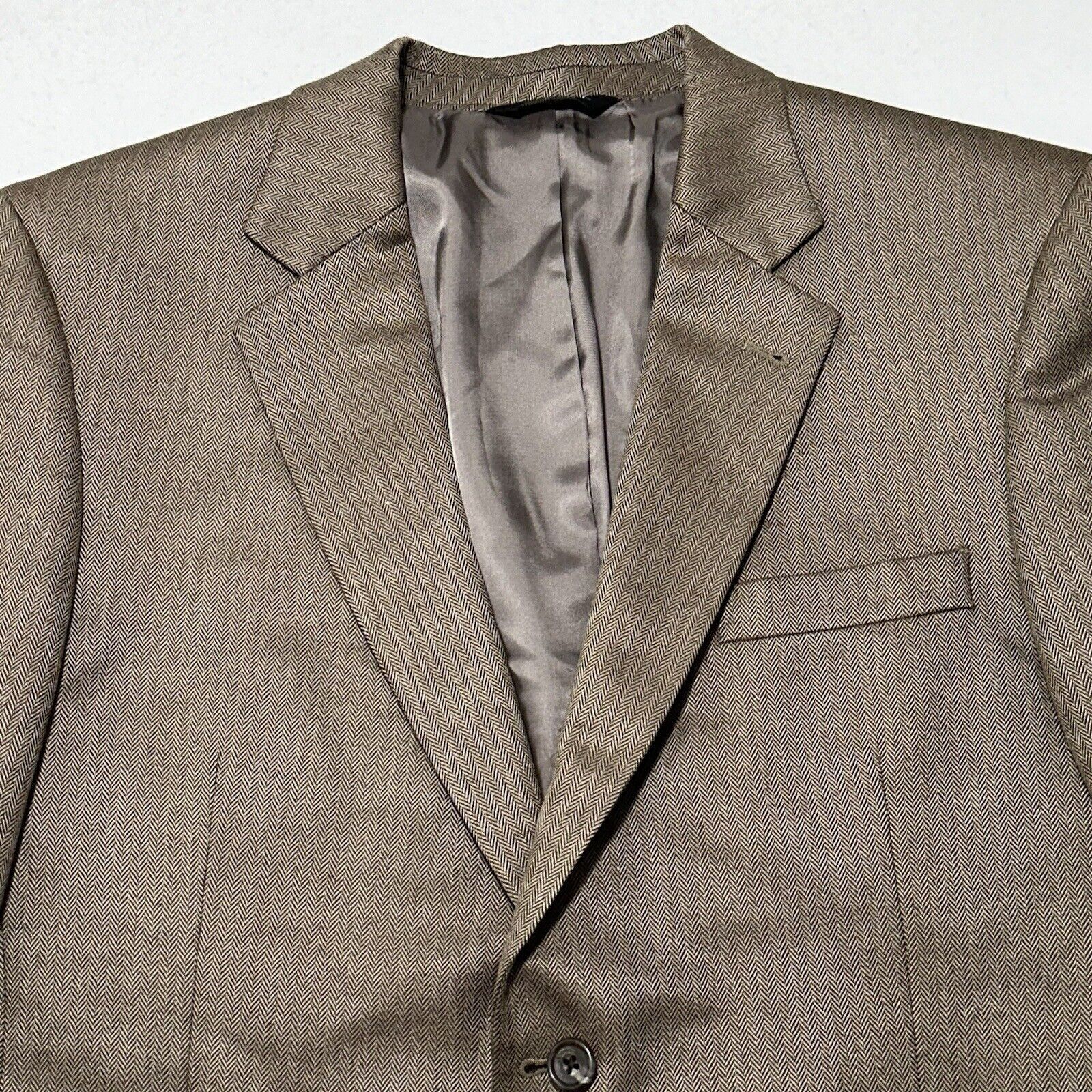 Jos. A. Bank Jos. A. Bank 42R Silk + Camel Hair Herringbone Suit Jacket Size 42R - 2 Thumbnail