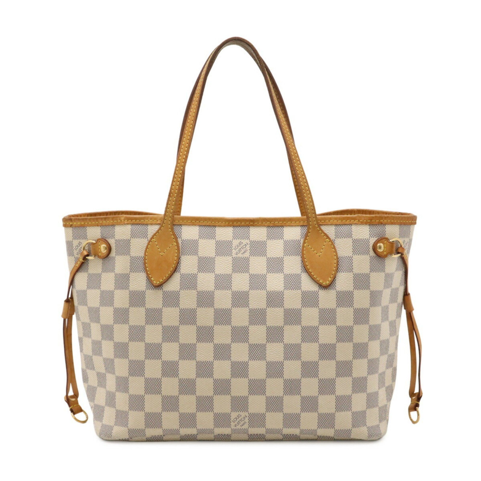 Louis Vuitton Damier Azur Neverfull Pm Tote Bag Handbag Shoulder N51110 in Beige, Women's