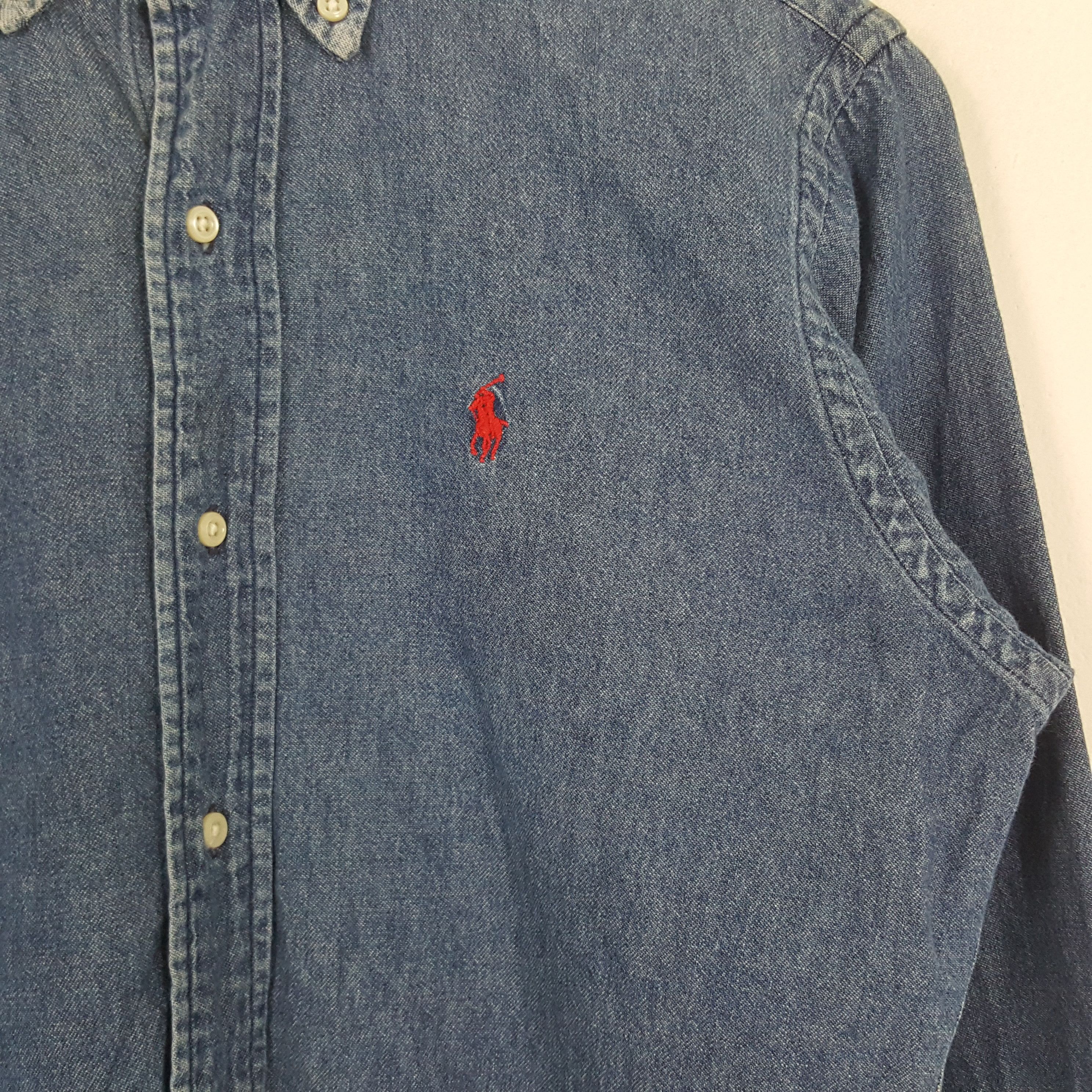 Designer × Polo Ralph Lauren × Vintage Vintage Polo Ralph Lauren American Denim Shirt Button Up Size US M / EU 48-50 / 2 - 2 Thumbnail