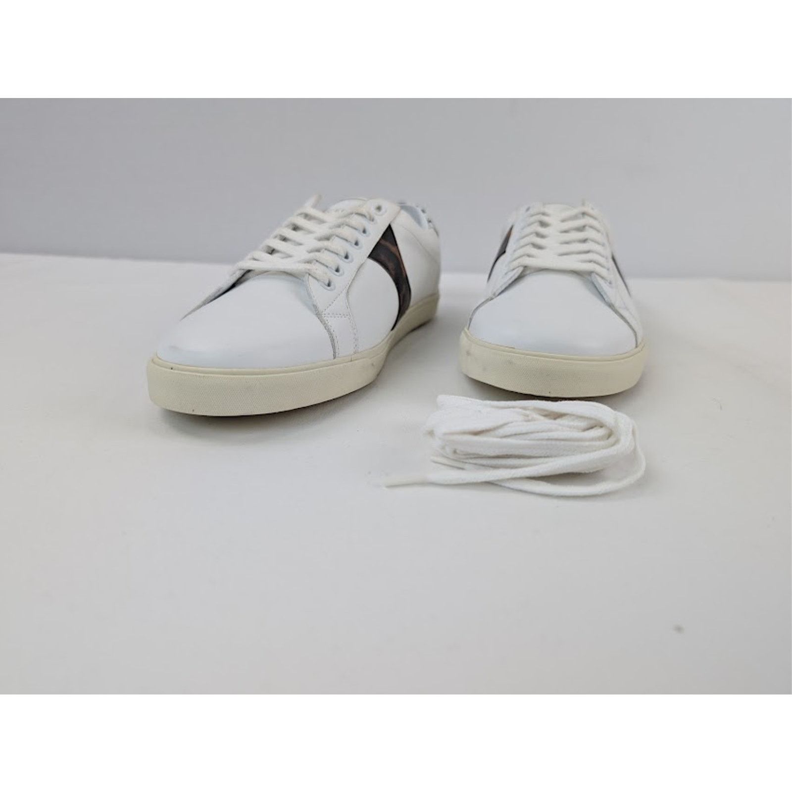 Celine o1rshd1 Smooth Leather Low Top Sneakers in White / Brown Size US 8 / EU 41 - 7 Thumbnail