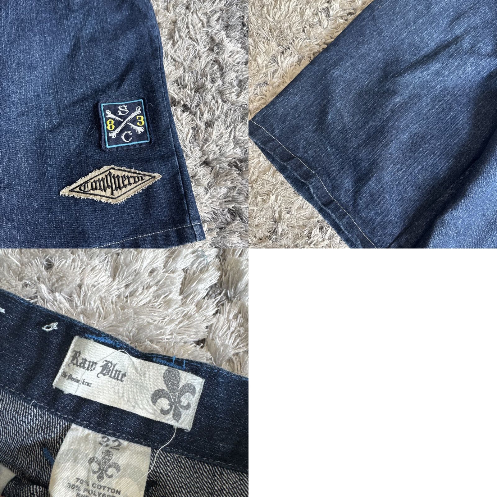 Denime VINTAGE Raw Blue Embroidered Baggy Denim Blue Jorts Jean Shorts Men’s 32 90s Cargo Denim Blue Embroidered Mens Size US 32 / EU 48 - 9 Thumbnail