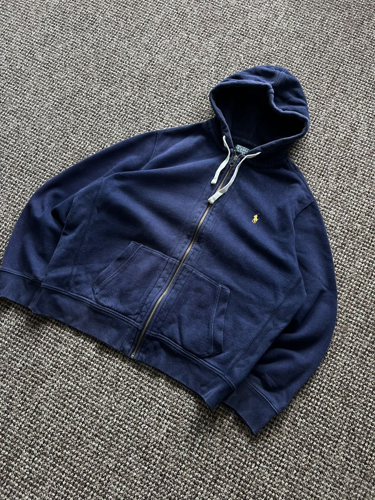 Vintage Polo Ralph Lauren Zip Up Hoodie Faded Blue Sweatshirts Hoodies