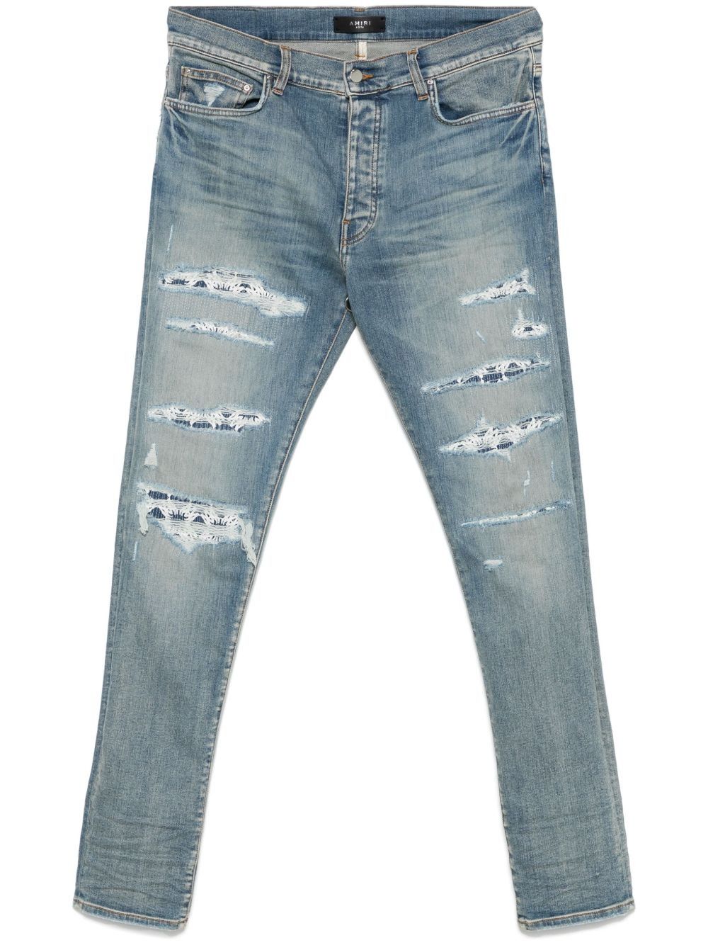 Amiri oc11z0225 Bandana Jacquard Thrasher Jeans in Crafted Indigo Size US 33 - 1 Thumbnail