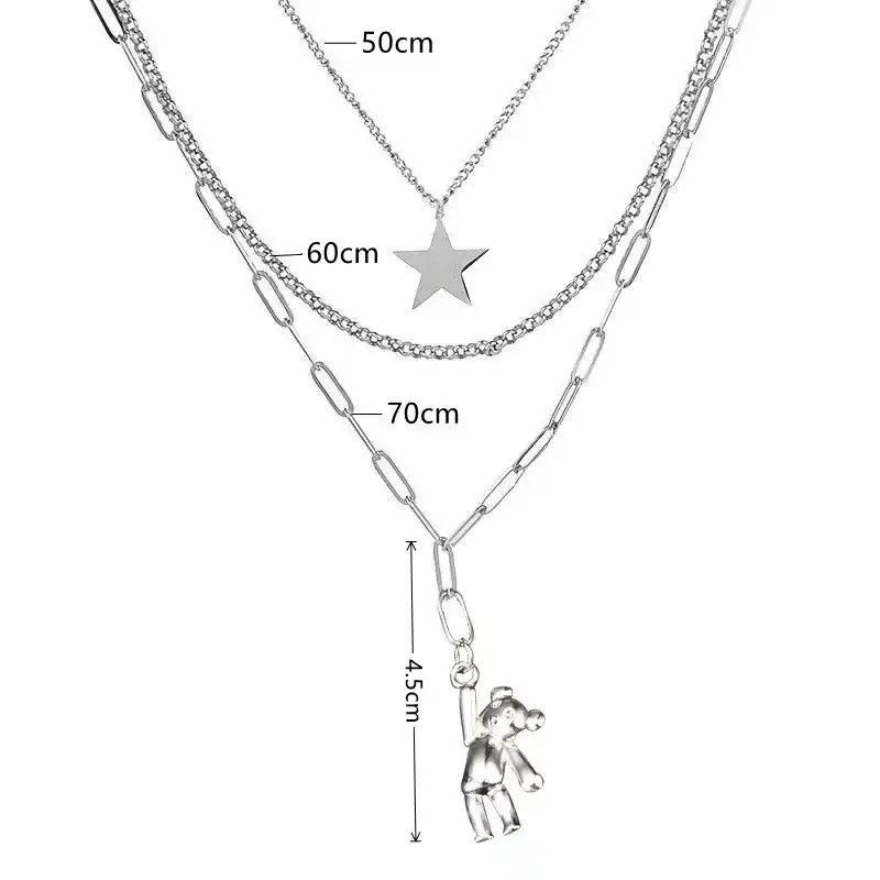 Jewelry × Vintage Vint Necklace Cold Wind Rabbit Pentagram Pendant Multi Layer Size ONE SIZE - 6 Thumbnail