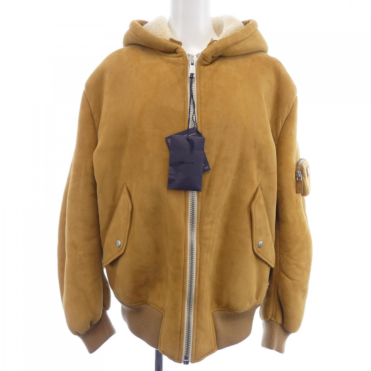 Prada Prada Triangle Logo Shearling Jacket Leather Outerwear 58A086 1ZXR DUTY FREE for USA