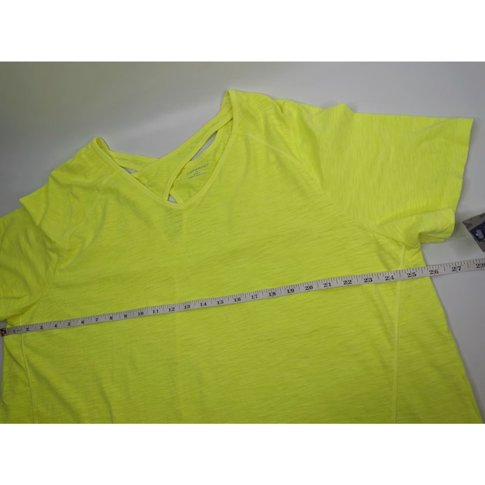 Vintage Catherines V-Neck Top Womens 1X 18/20 Yellow Solid Criss Cross Back Cotton Shirt Blouse Size XL / US 12-14 / IT 48-50 - 5 Thumbnail