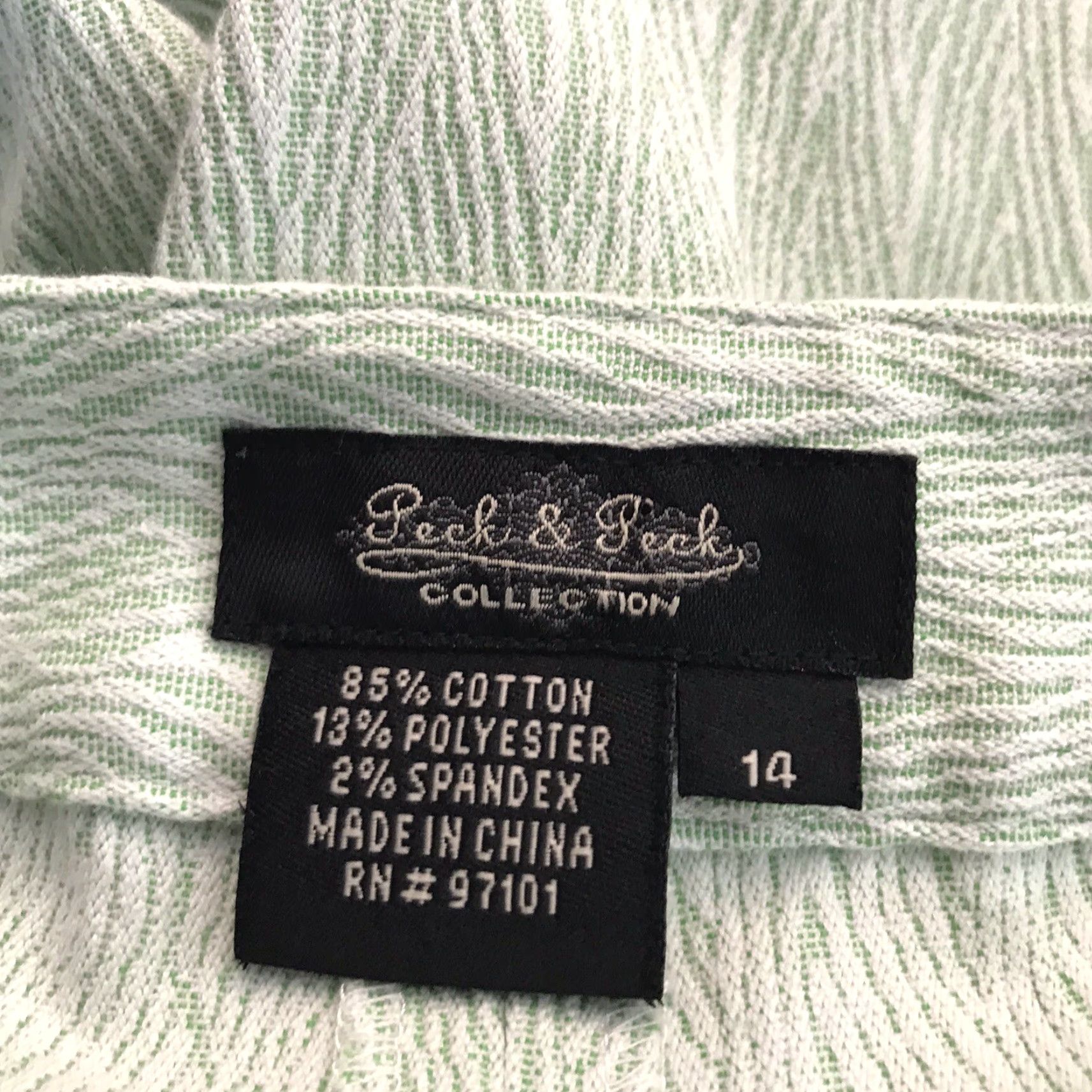 Vintage Peck & Peck Pants Womens Size 14 Lt Green/White Geometric Print Dress Pants Size 36" / US 14 / IT 50 - 6 Thumbnail