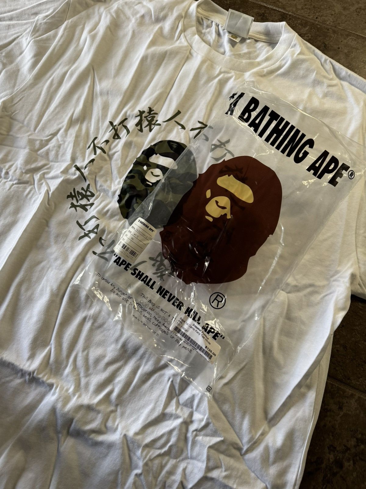 Bape BAPE 1ST Camo Kanji Logo Japan Tee White Size US XXL / EU 58 / 5 - 6 Thumbnail