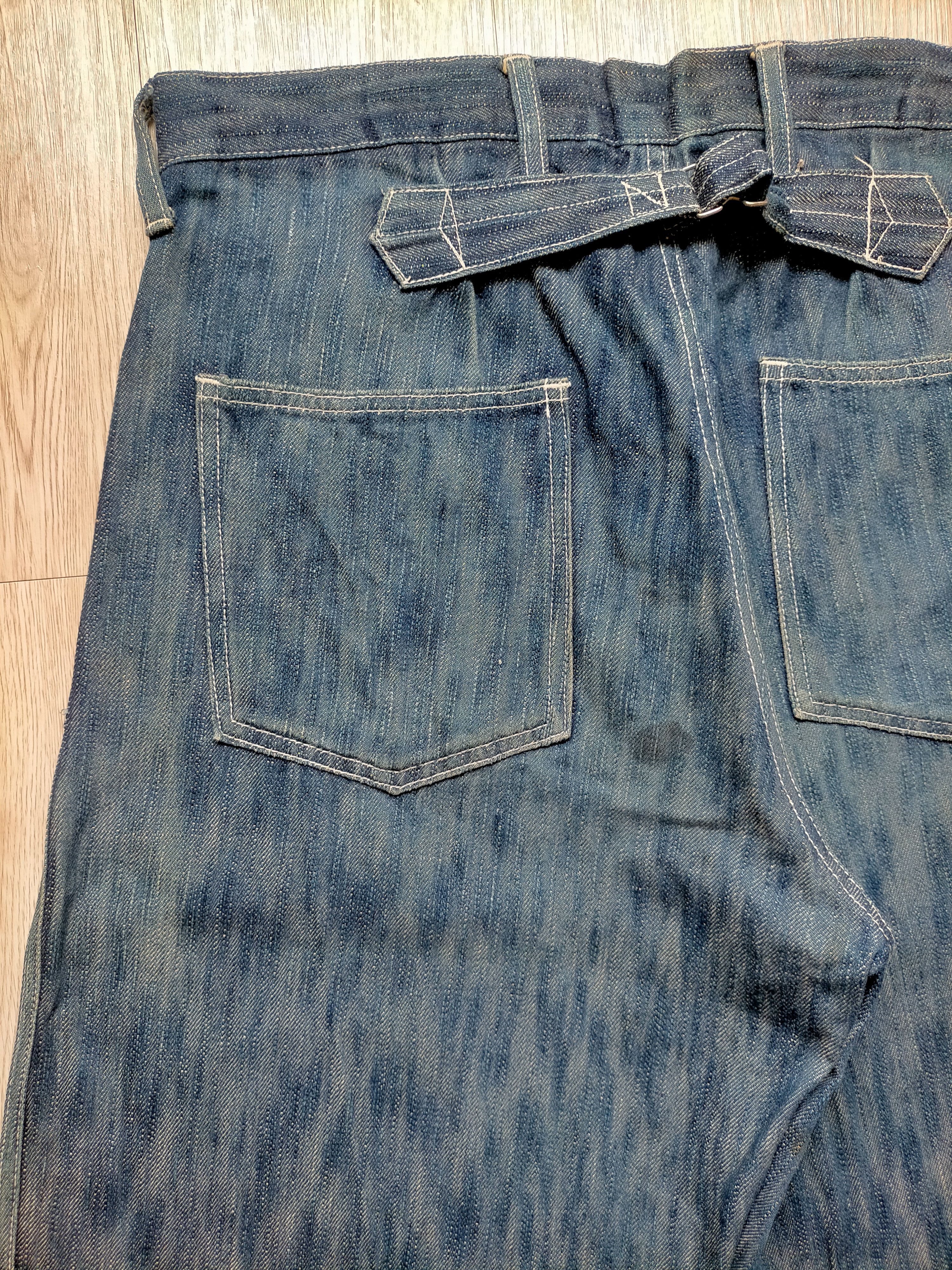 Dry Bones 🔥Rare Vtg Dry Bones 1930s-40s Buckle back Wide Leg Jeans Size US 33 - 10 Thumbnail