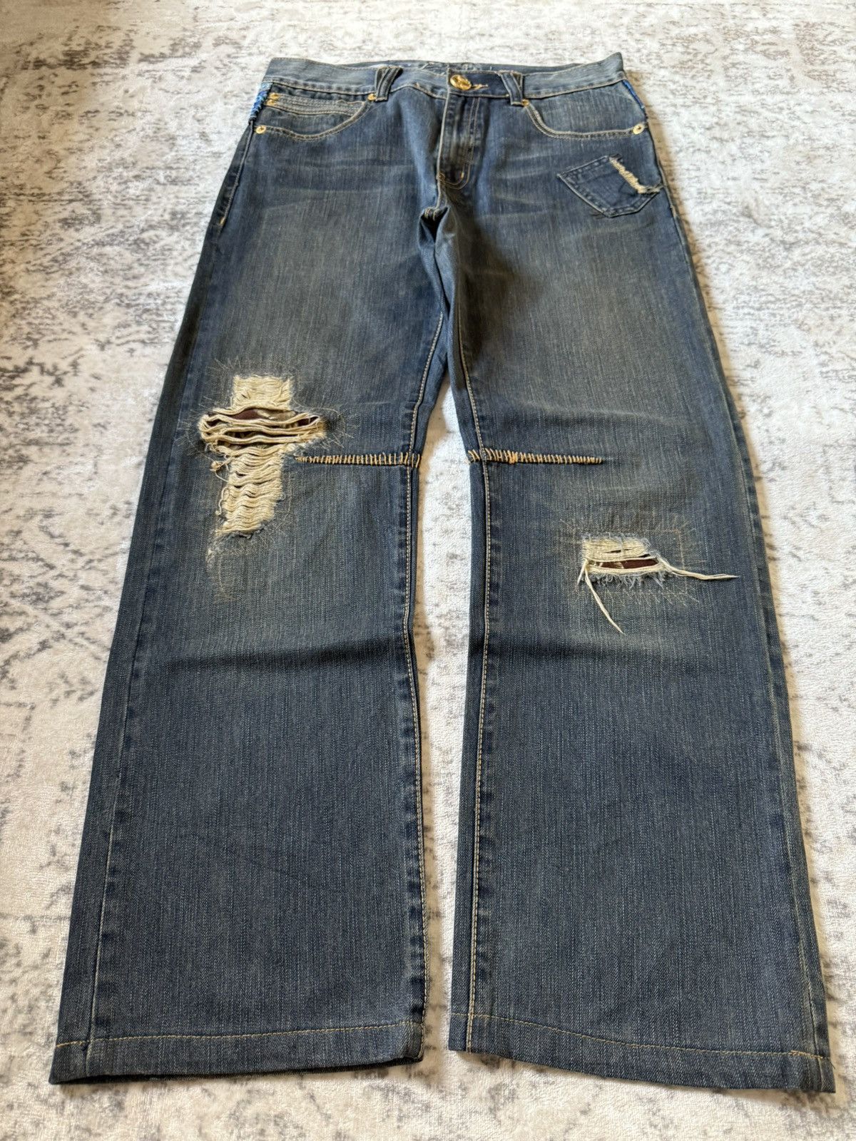Japanese Brand Osaka Big Train Japan Over Stitch Boro Yakuza Jeans Size US 32 / EU 48 - 1 Thumbnail