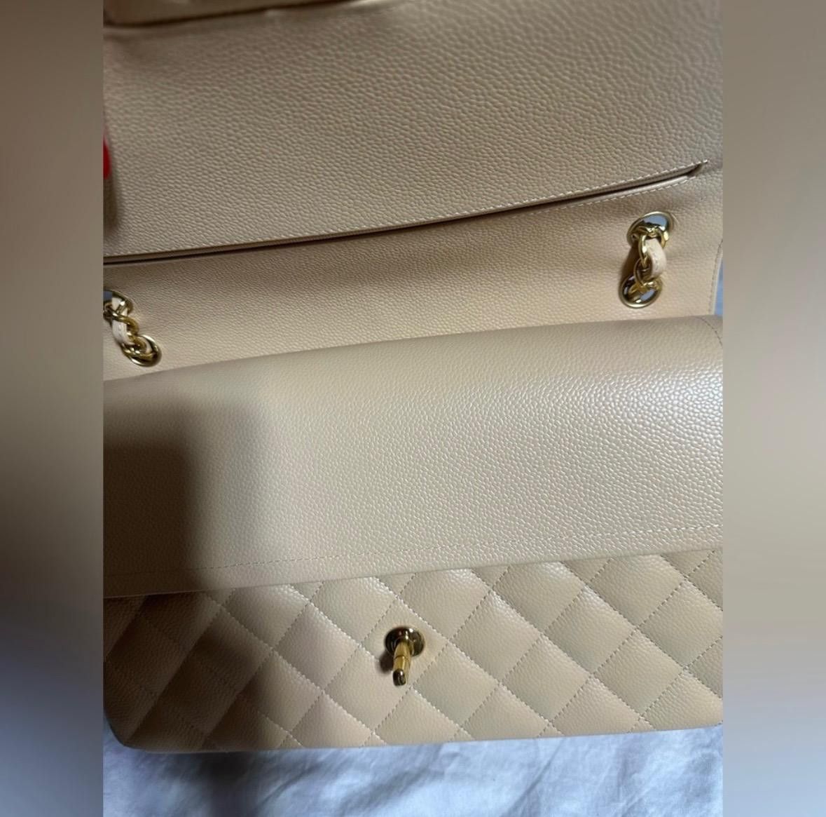 Chanel Chanel Quilted Beige Caviar Leather Jumbo Double Flapbag Size ONE SIZE - 3 Thumbnail