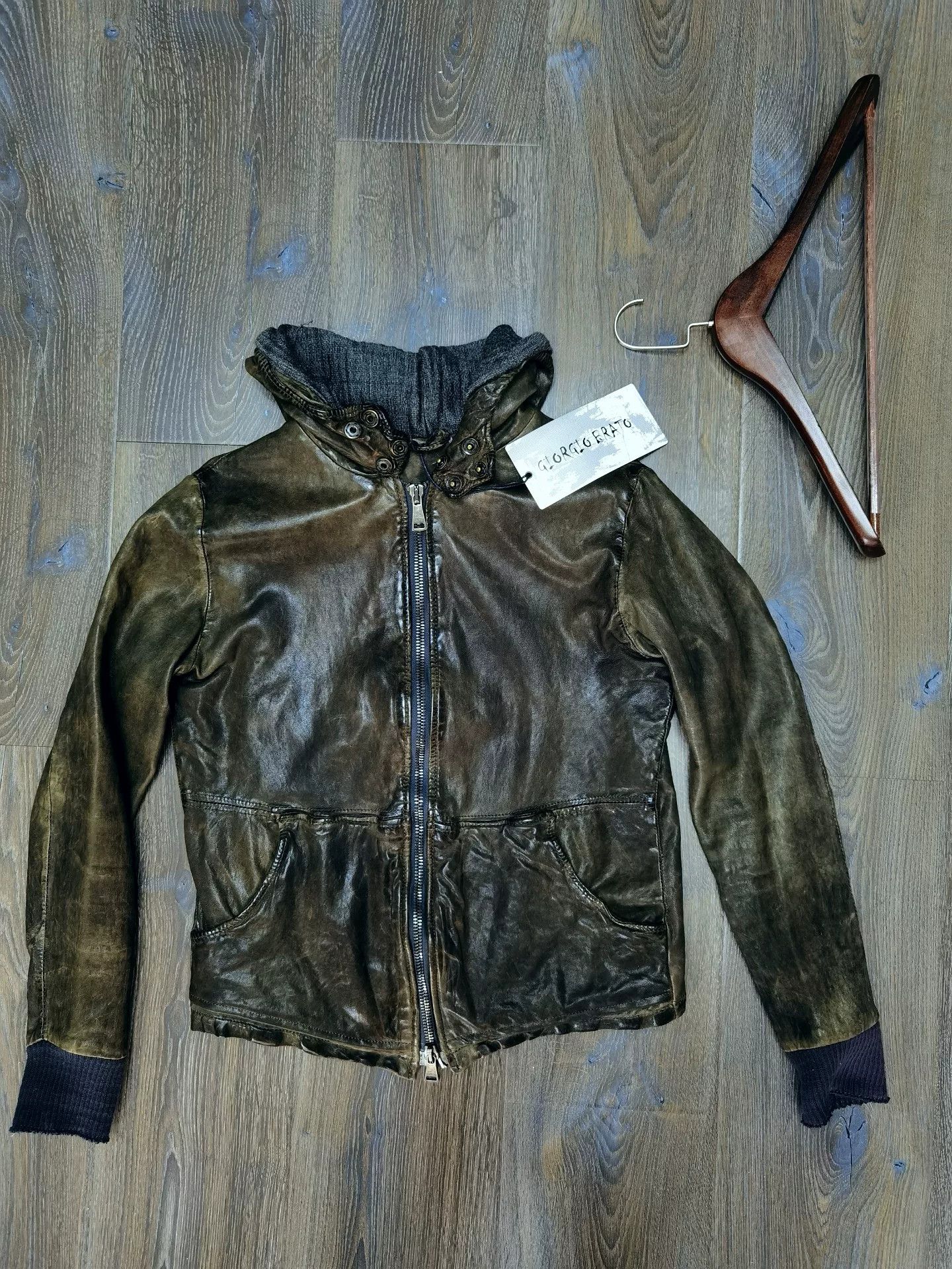 Giorgio Brato Giorgio Brato Hooded Leather Jacket Size US S / EU 44-46 / 1 - 1 Thumbnail