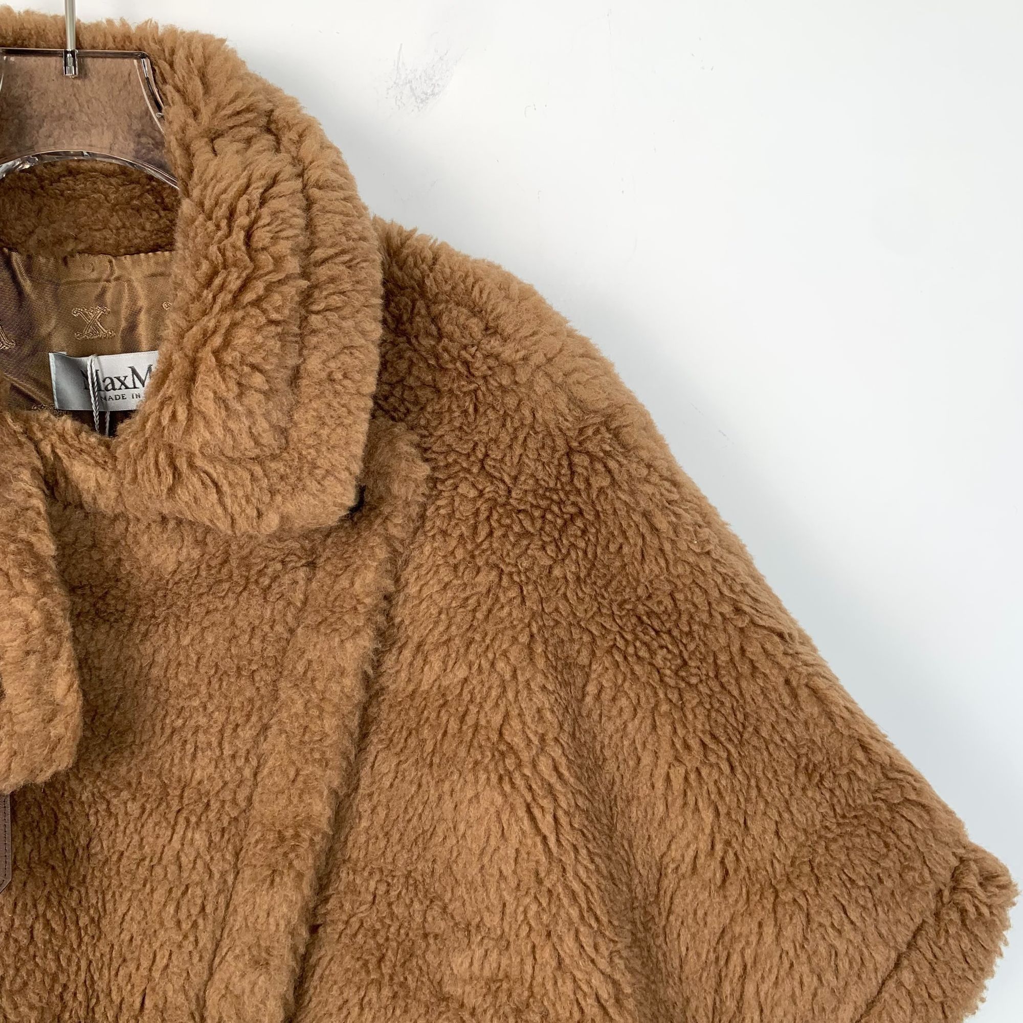 Max Mara MaxMara Womens Camel Wool & Viscose Blend Teddy Coat Size ONE SIZE - 3 Thumbnail