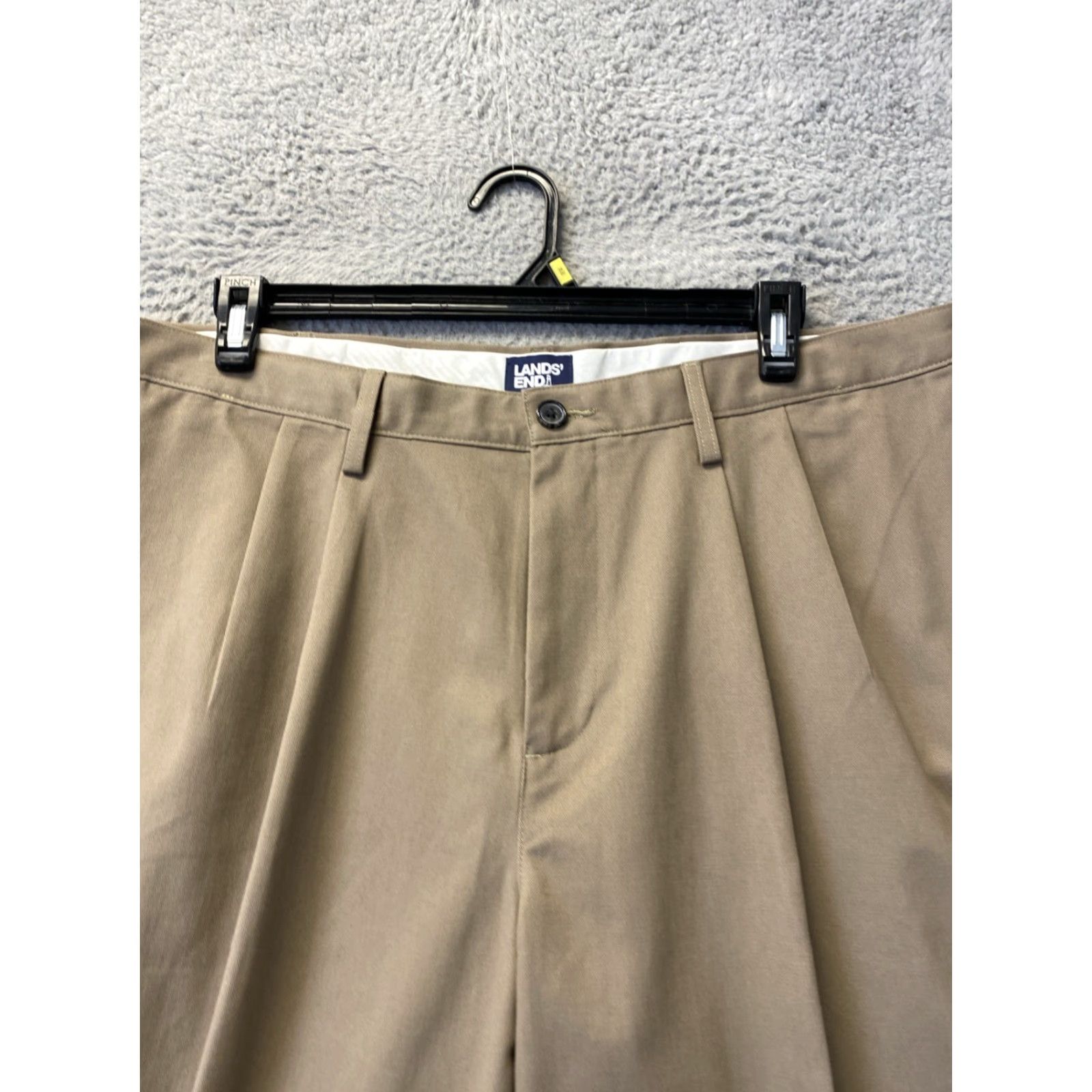 Lands' End Lands' End Men's Chino Pants 34x32 Tan Khaki Pleated Front /0661 Pants Shirt? Size US 34 / EU 50 - 2 Thumbnail