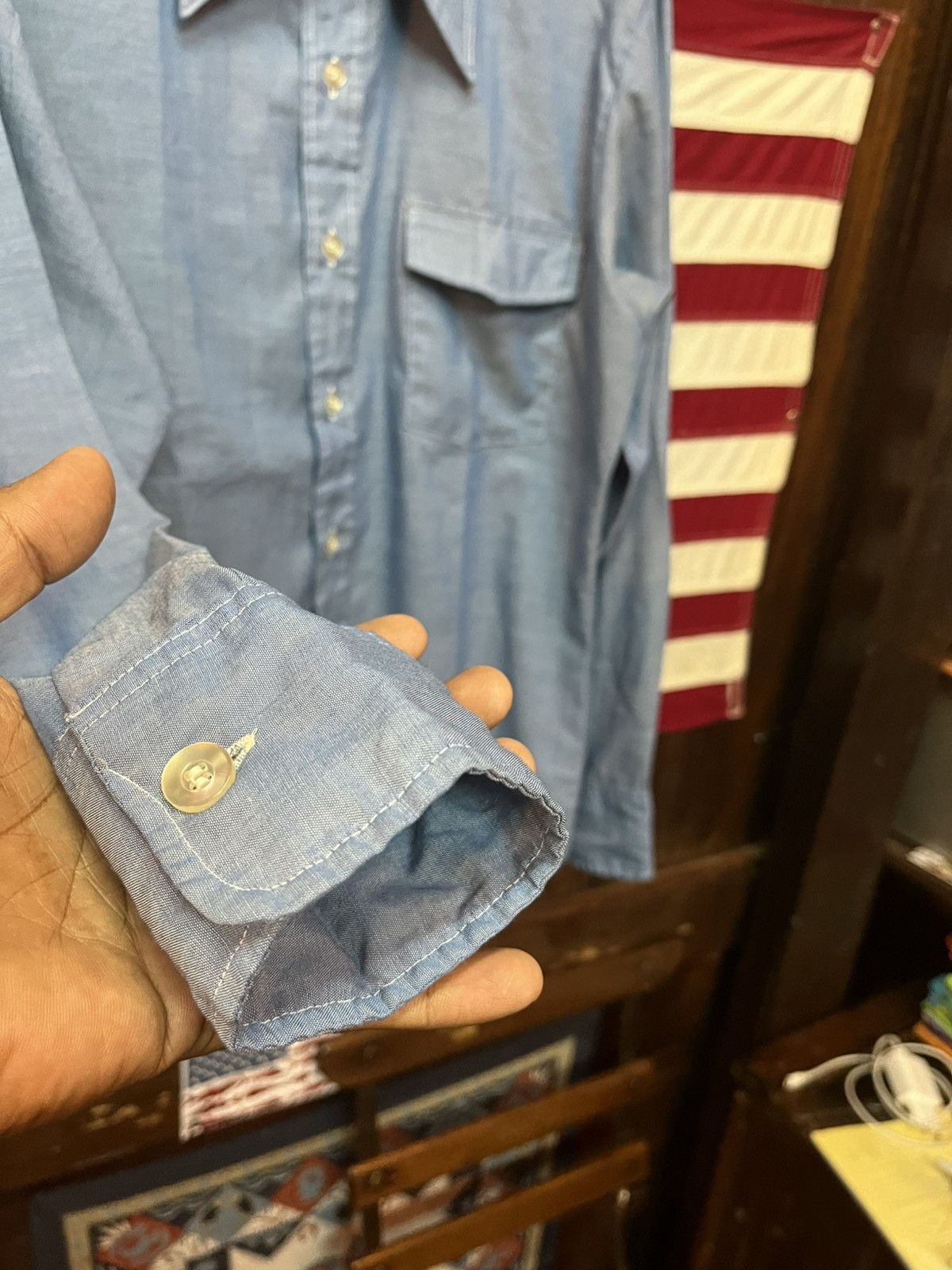 Other Vintage 70s DeHaro Chambray Work Shirt - Company Stencil Size US M / EU 48-50 / 2 - 5 Thumbnail