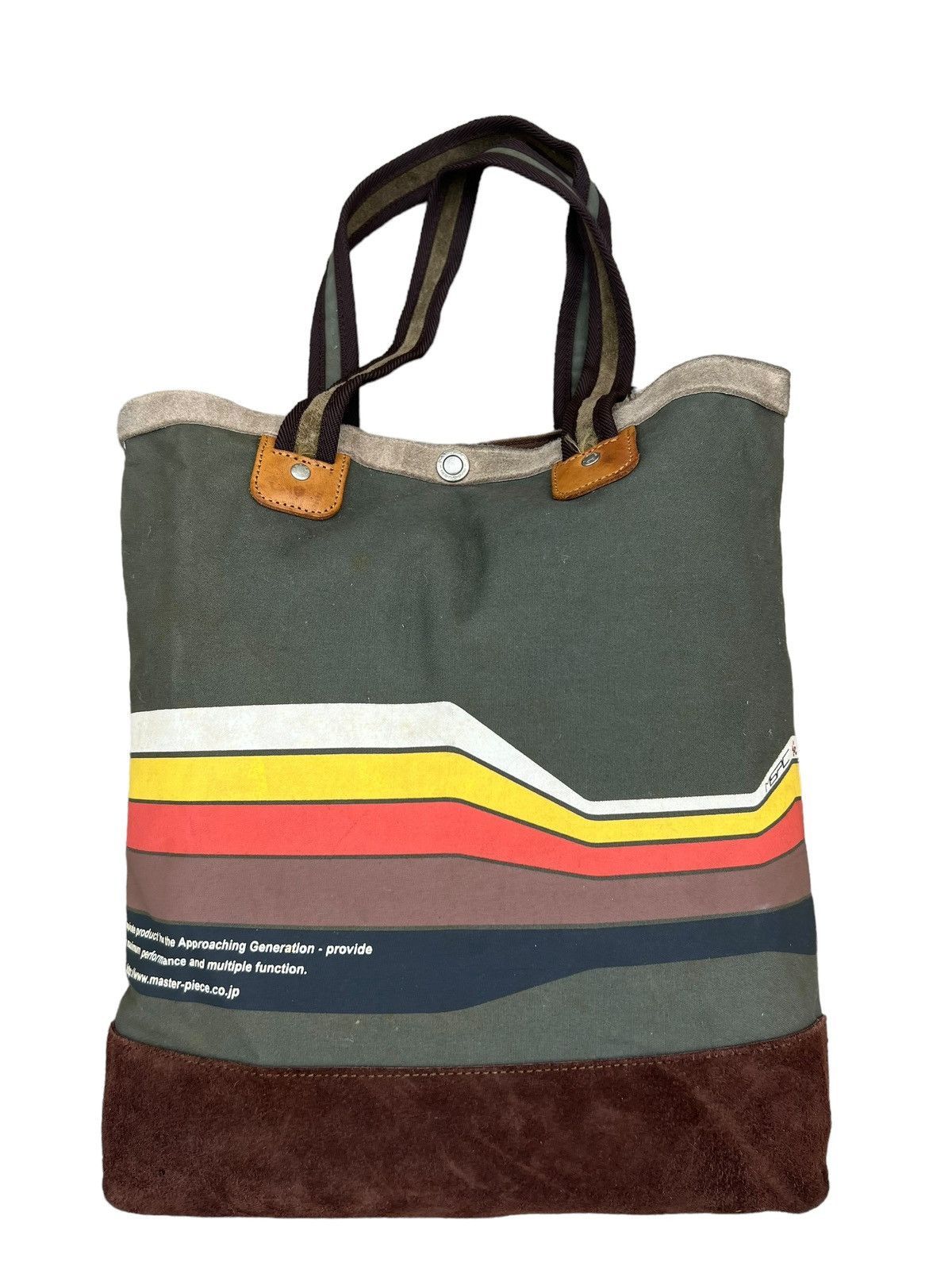 MasterPiece VTG Masterpiece Japan Fade Stains Canvas Leather Tote Bag Size ONE SIZE - 6 Thumbnail