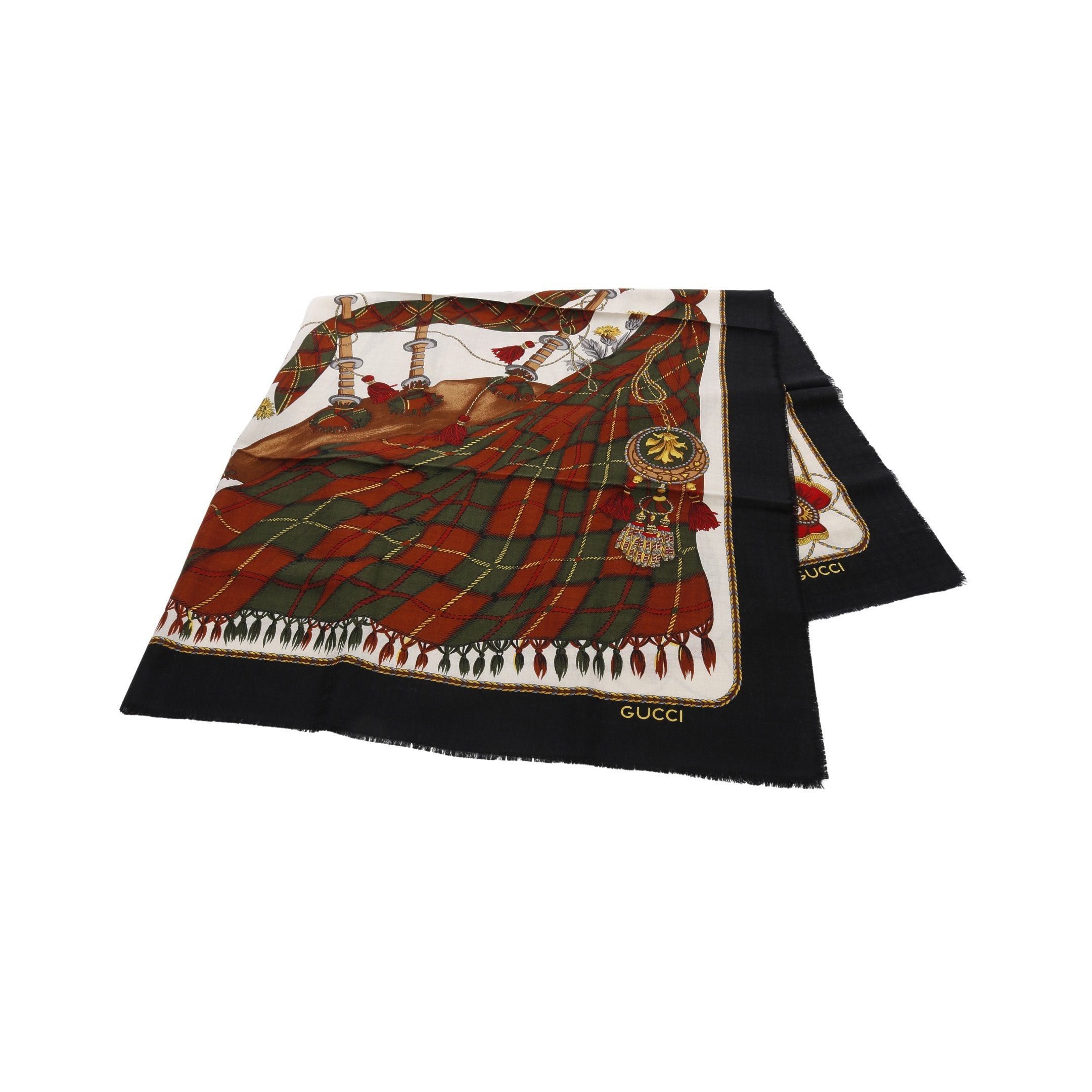 Gucci Gucci Stall Wool Silk Black Off White Multicolor Size ONE SIZE - 1 Thumbnail