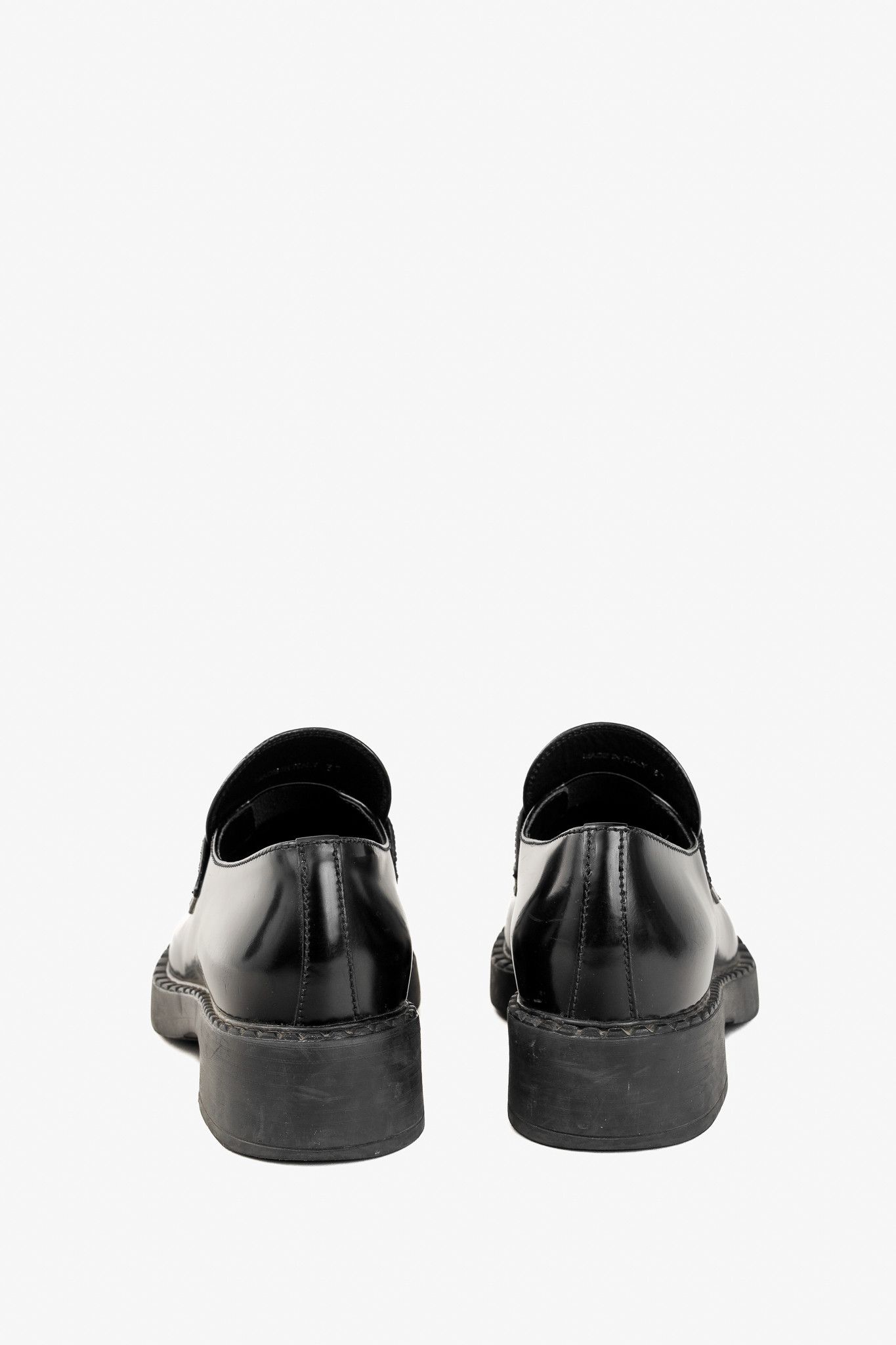 Prada Prada Nero Spazzolato Leather Triangle Logo Loafers Size US 6.5 / IT 36.5 - 3 Thumbnail