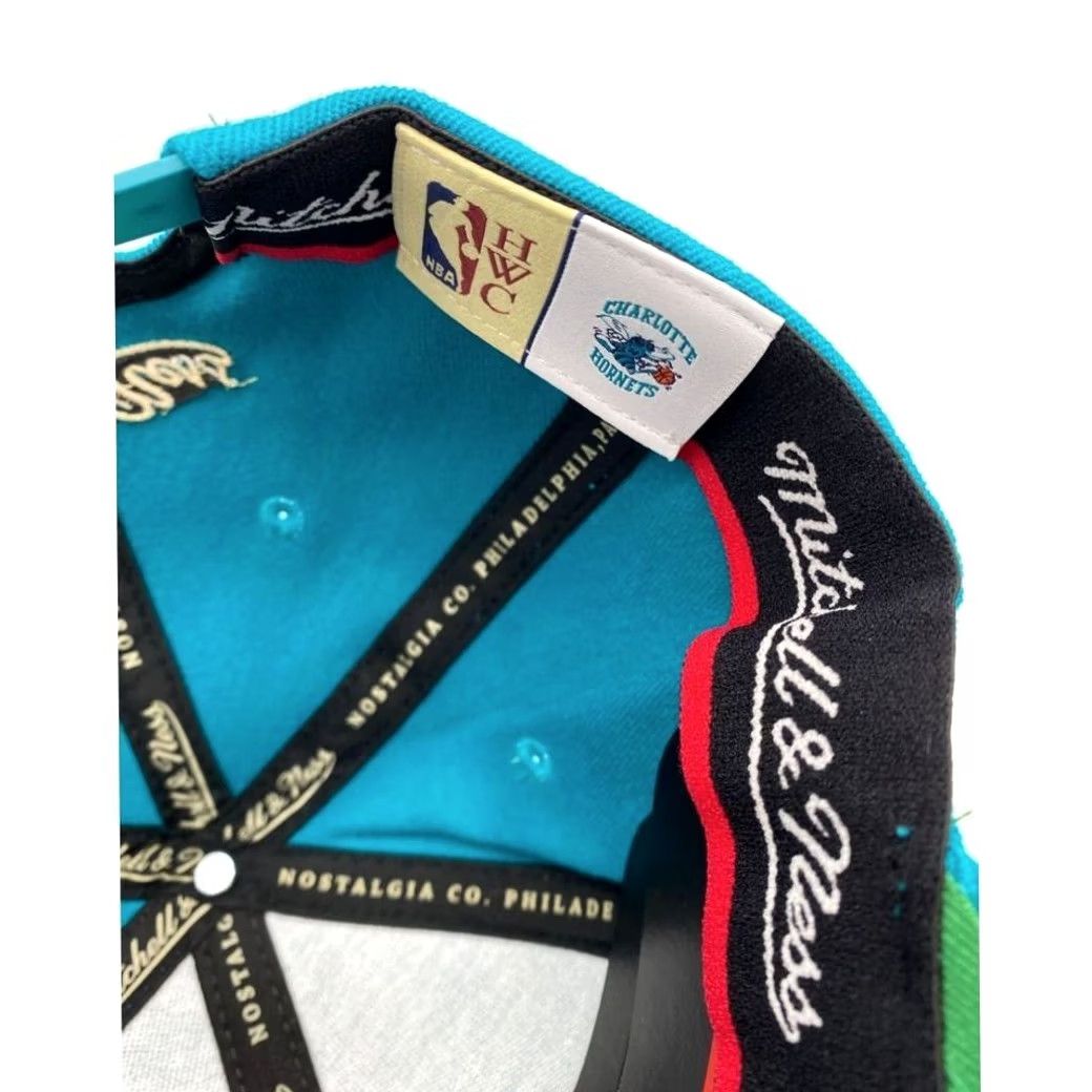 Mitchell & Ness Mitchell Ness Charlotte Hornets Teal Baseball Cap NBA Basketball Hat Unisex Adults Adjustable Twill Polyester Hat Cap Size ONE SIZE - 6 Thumbnail