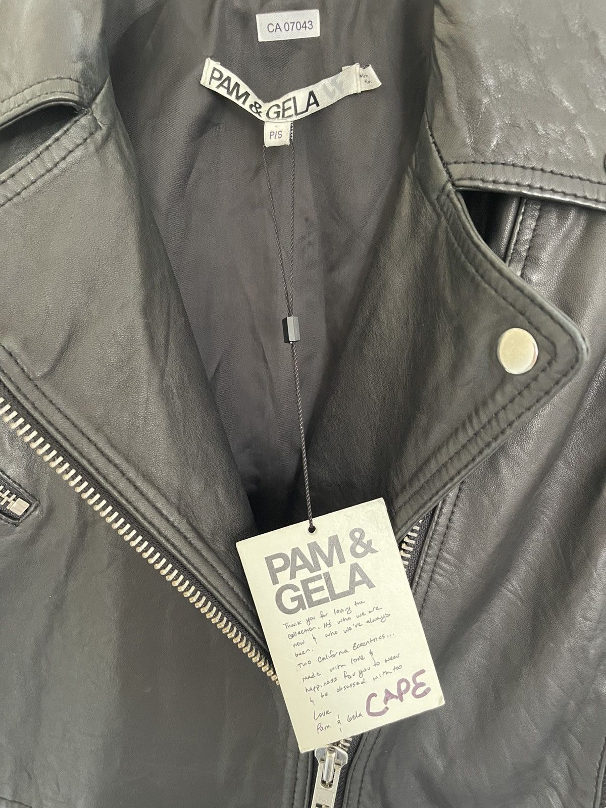 Pam & Gela Pam & Gela Black Leather Moto Cape Jacket Size S / US 4 / IT 40 - 3 Thumbnail