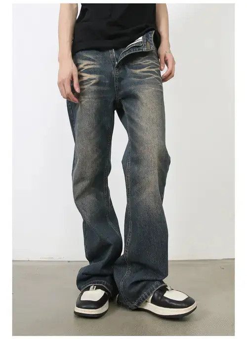 Jean American high street retro distressed loose flared jeans Size US 32 / EU 48 - 4 Thumbnail