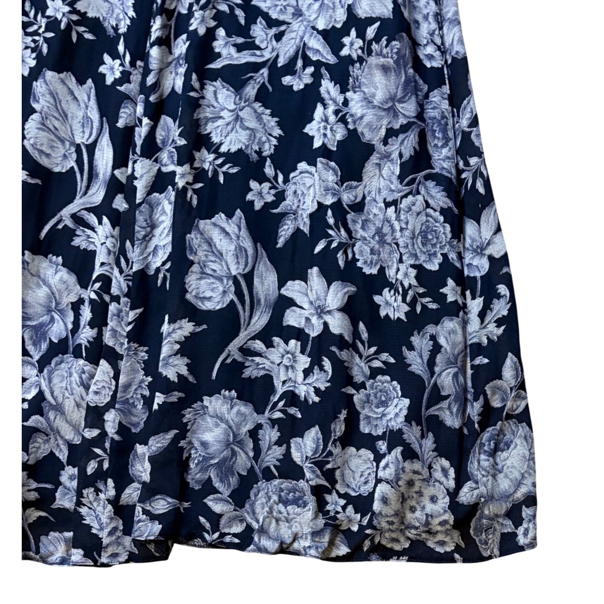 VTG Laura Ashley 6 UK 10 Maxi Dress Blue Floral Gray Rose Lo