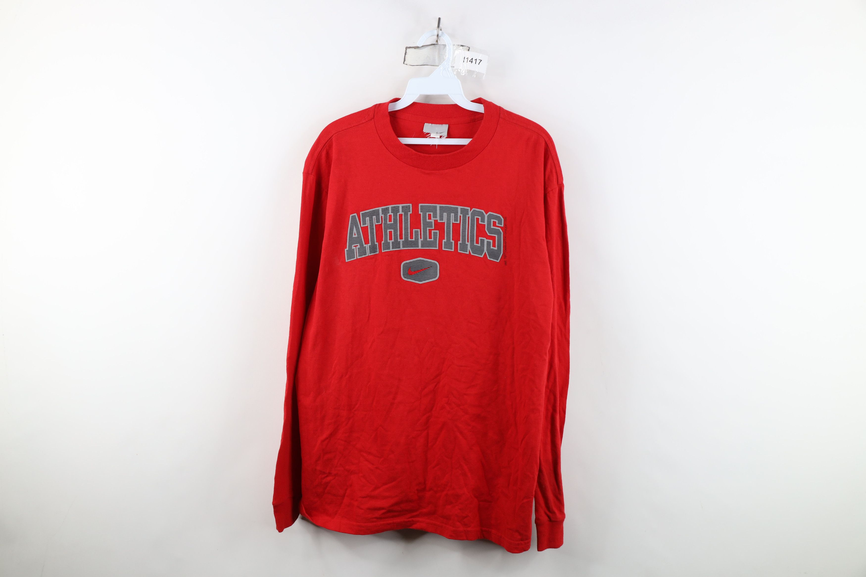 Nike Vintage Y2K Nike Swoosh Long Sleeve T-Shirt Red Cotton Size US M / EU 48-50 / 2 - 1 Thumbnail