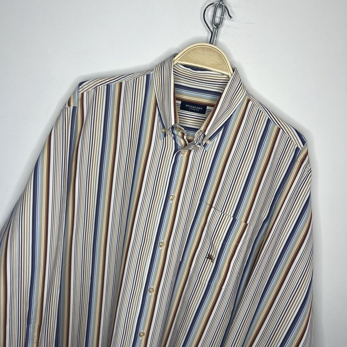 Burberry × Designer Burberry Shirt Button Up Striped Pattern Print Multicolour Size US L / EU 52-54 / 3 - 4 Thumbnail