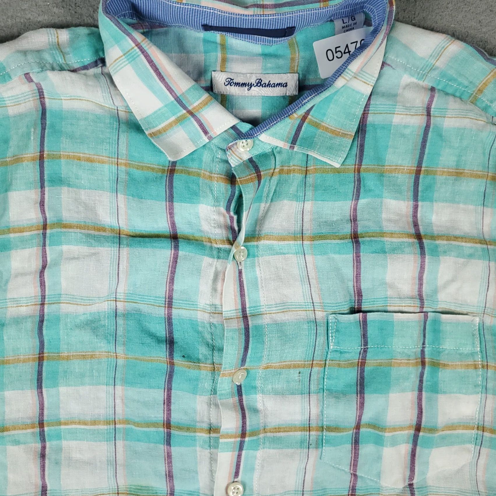 Tommy Bahama Tommy Bahama Shirt Mens Large Blue Plaid Linen Button-Up Short Sleeve N/A Casual, Vacation, Aloha 90s? No Decade Mens Size US L / EU 52-54 / 3 - 2 Thumbnail