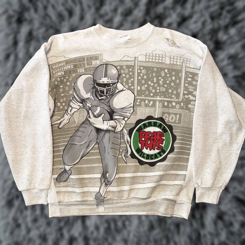 Vintage VINTAGE Lee Sport Fear This Sweatshirt Crewneck L USA Made Warsaw Wildcats Football Gray Cotton Blend Fleece Embroidered Men Sweatshirt 90s USA AOP Size US L / EU 52-54 / 3 - 1 Thumbnail