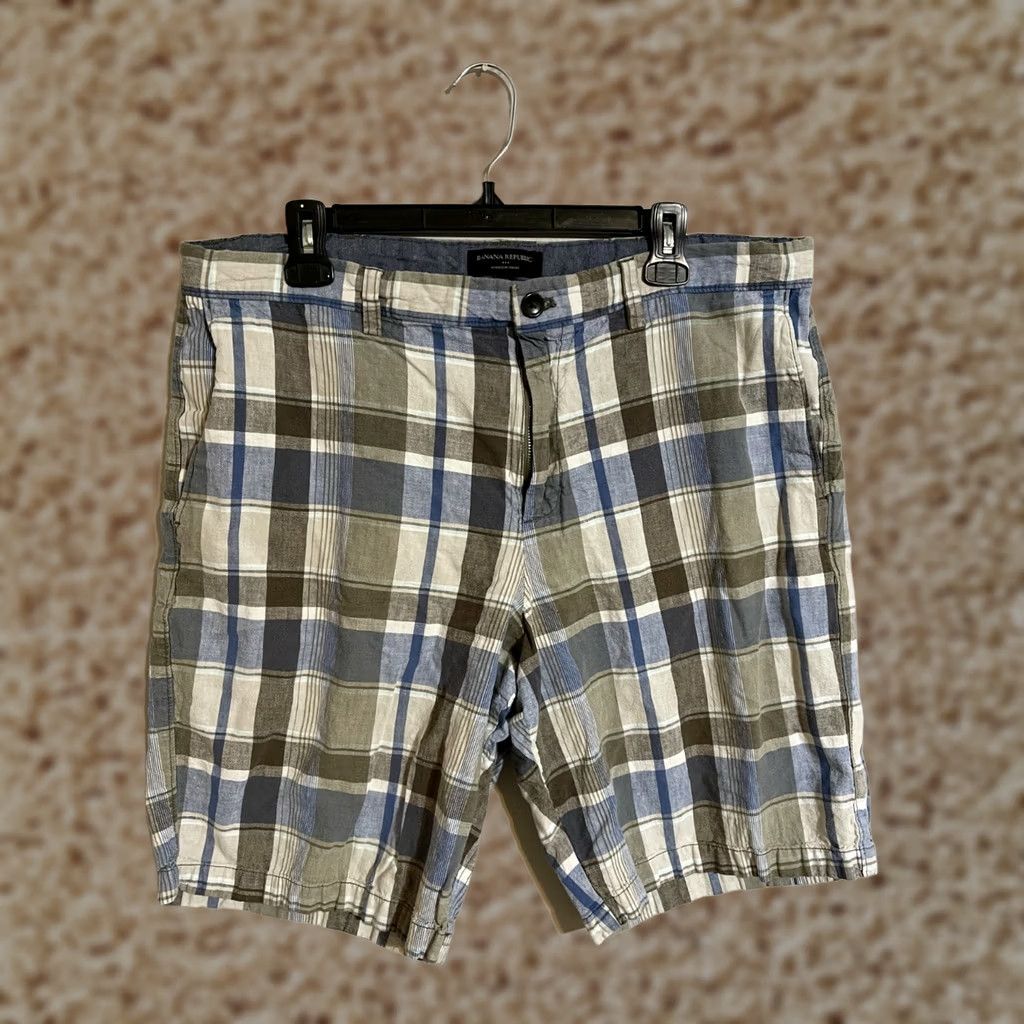 Banana Republic Banana Republic Men's 38 Plaid Linen Cotton Casual Shorts Size US 38 / EU 54 - 1 Thumbnail