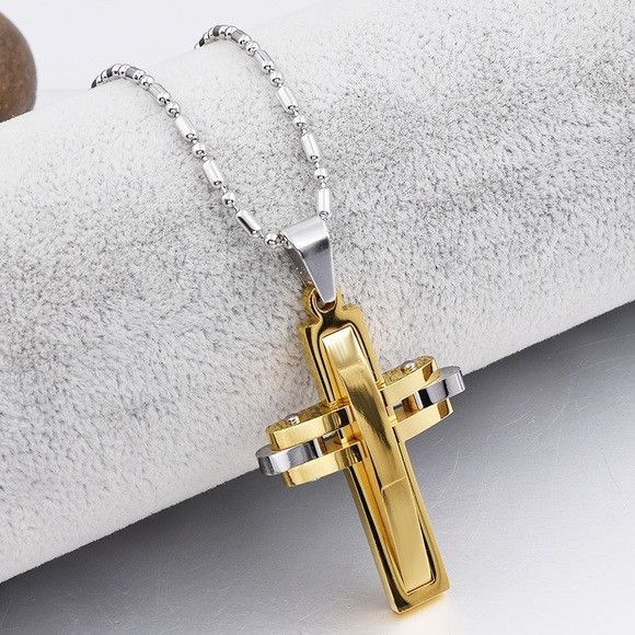 Other Unisex Stainless Steel Cross Pendant Necklace (Gold) Size ONE SIZE - 2 Thumbnail