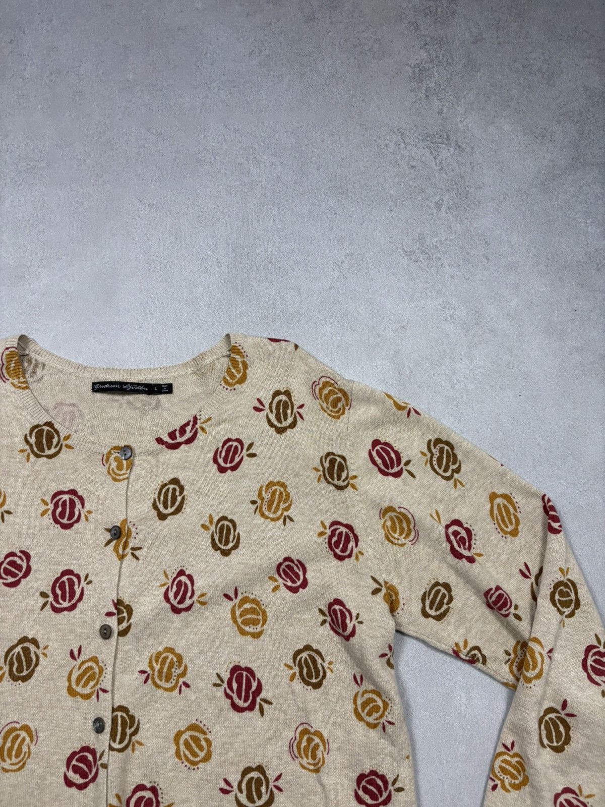 Other Gudrun Sjödén Floral Pattern Cardigan Organic Cotton Beige L Size US L / EU 52-54 / 3 - 2 Thumbnail