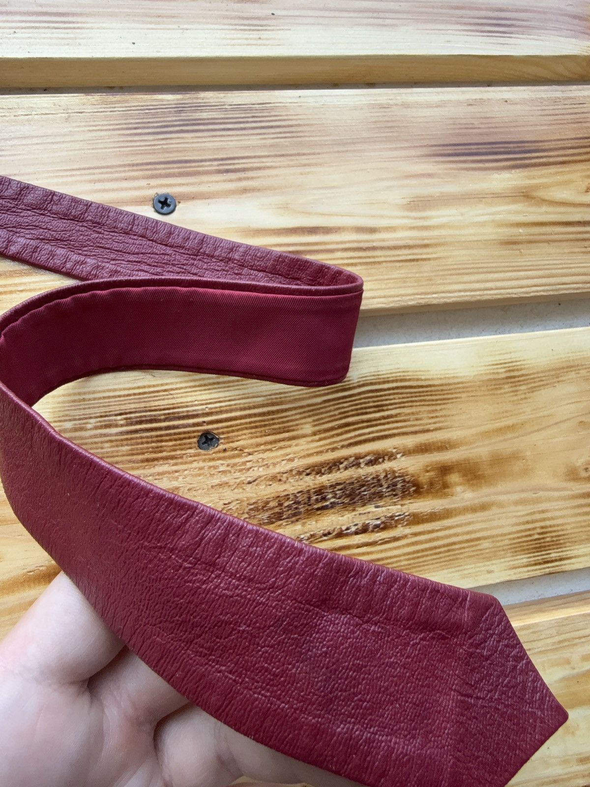 Japanese Brand Retro Vintage Burgundy Leather Tie 90s Western Biker Style Size ONE SIZE - 8 Thumbnail