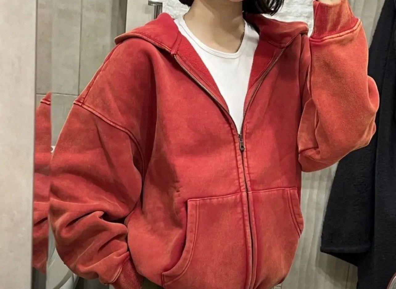 Japanese Brand × Vintage Acid washed faded Zippered Oversized Hoodie Size US L / EU 52-54 / 3 - 5 Thumbnail