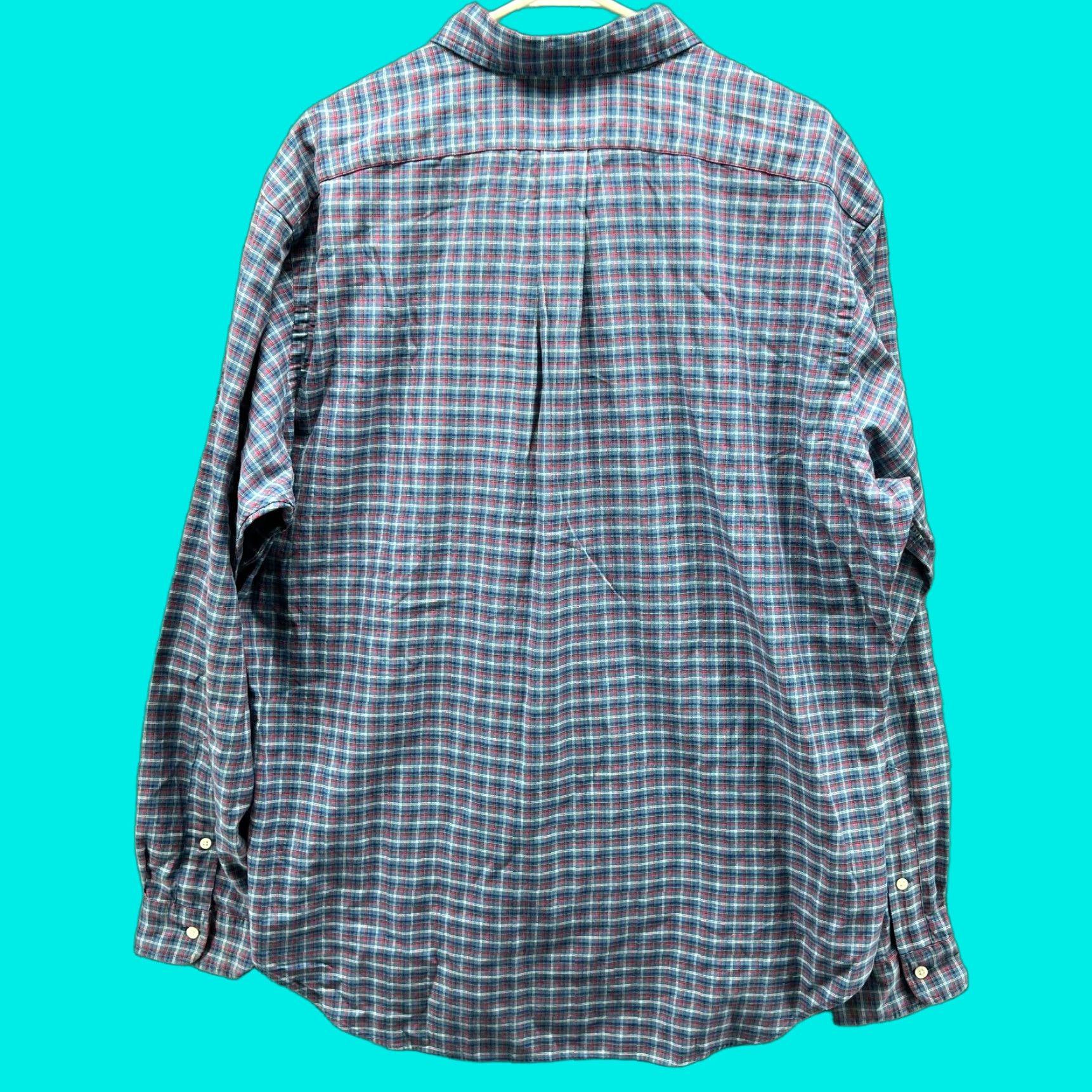 Polo Ralph Lauren VINTAGE Ralph Lauren Shirt Men XL Button-Down Plaid Oxford Classic Fit Blue Size US XL / EU 56 / 4 - 1 Thumbnail