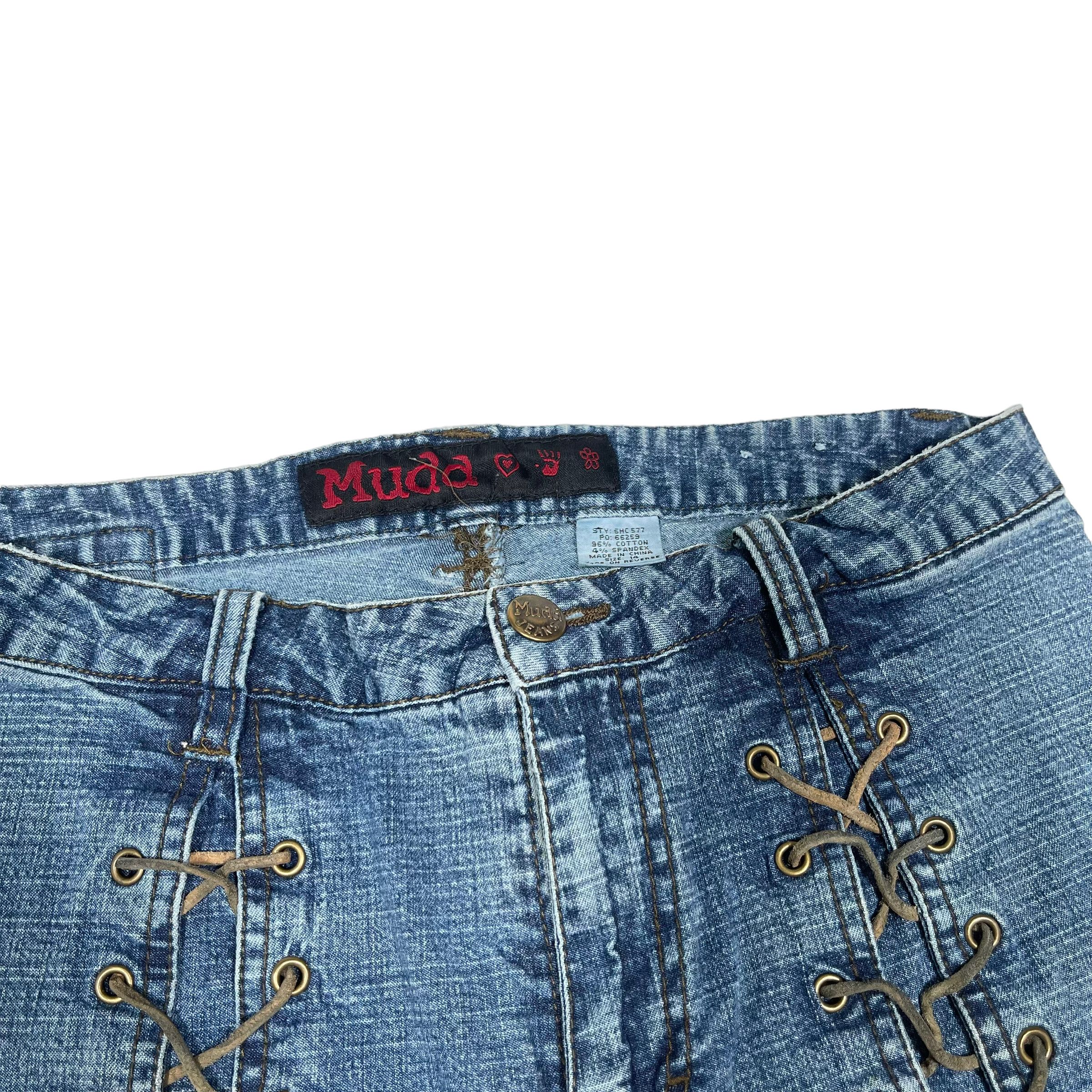 If Six Was Nine × KMRii × Tornado Mart Flare Lace Sick Punk Bell Bottom Denim Jeans Size US 27 - 8 Thumbnail