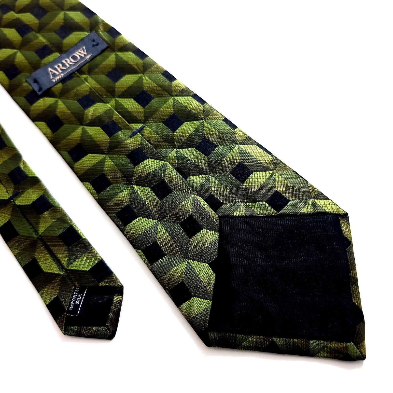 Arrow Arrow Green Black Geometric Woven Silk Tie Size ONE SIZE - 5 Thumbnail