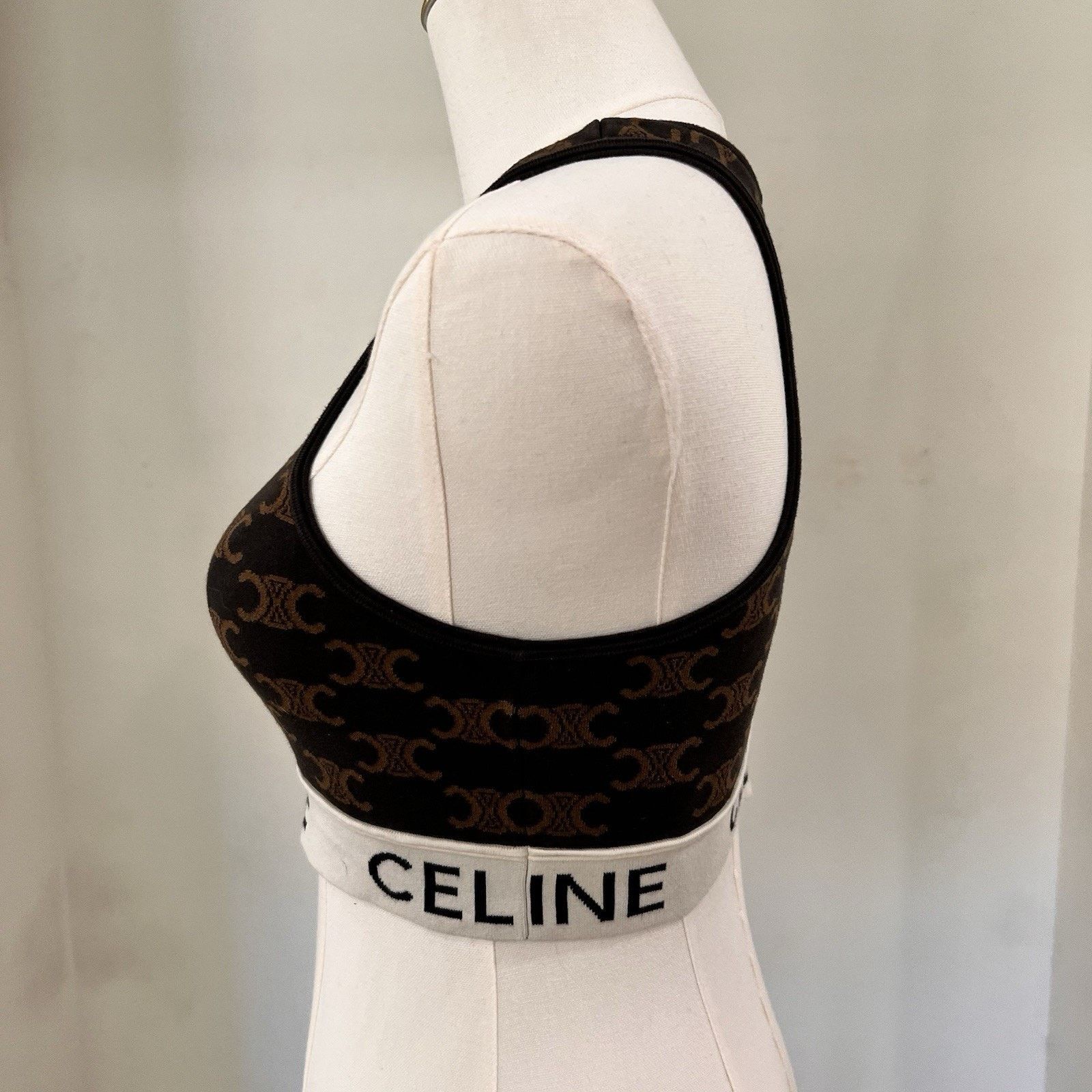 Celine Celine Monogram Crop Sports Bra Silk Cotton (M) Brown Size M / US 6-8 / IT 42-44 - 2 Thumbnail