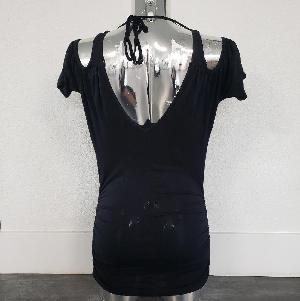 Designer Black Chain Detailed Wet Seal Mini Size L / US 10 / IT 46 - 2 Thumbnail