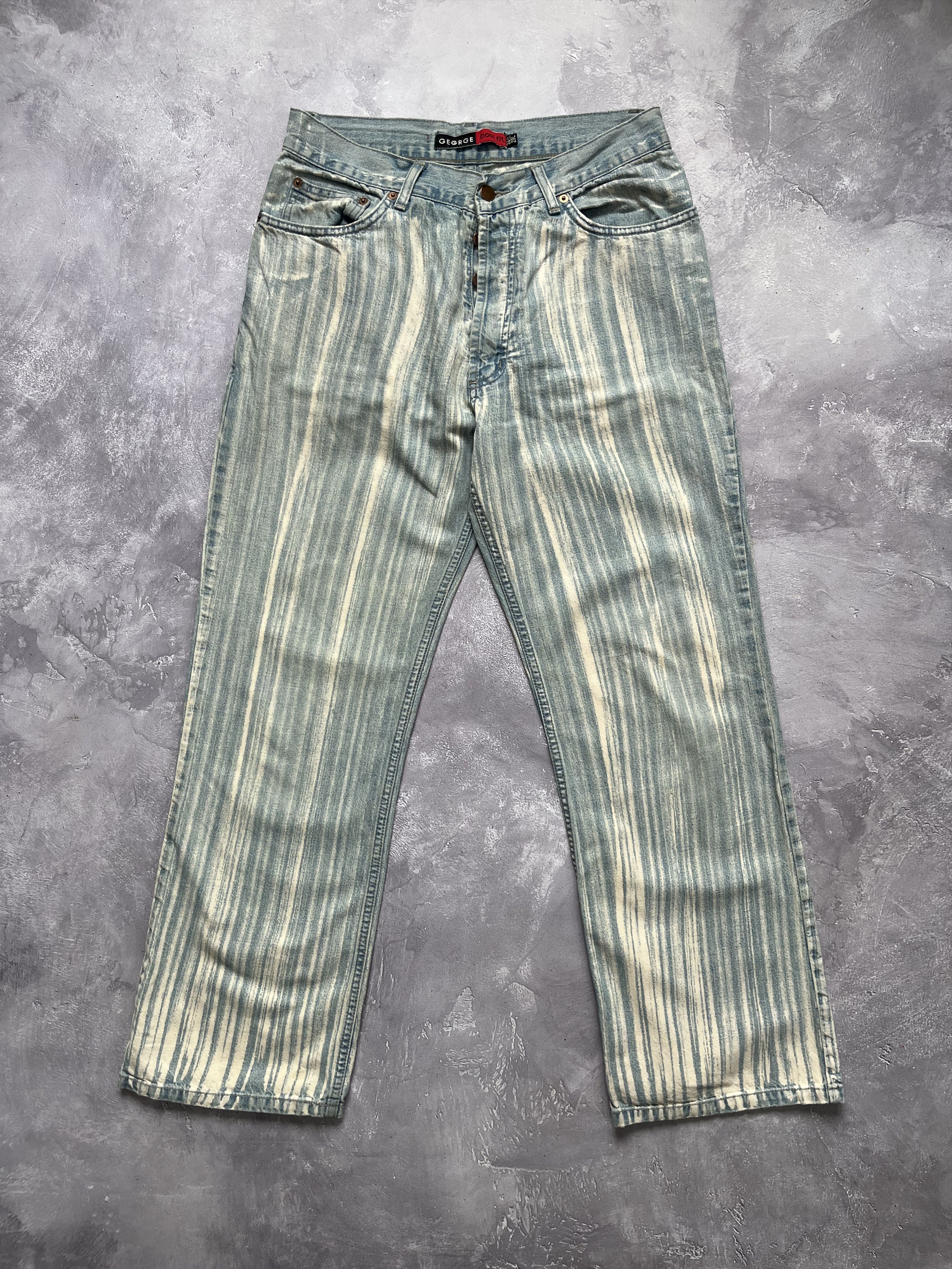 George George Bootcut Jeans Bleached Stripe Wash Vintage Y2K Denim Size US 32 / EU 48 - 1 Thumbnail