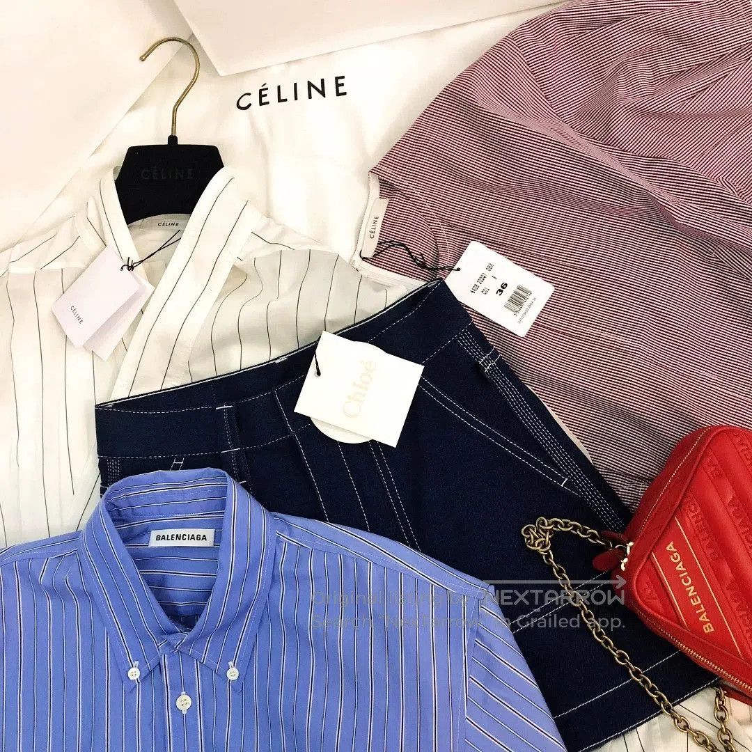 Celine celine striped shirt dress in white. Size S / US 4 / IT 40 - 7 Thumbnail