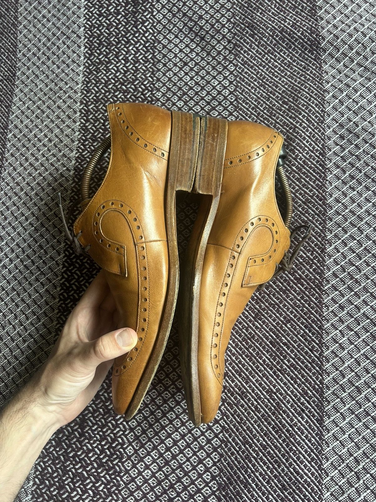 Vintage Barker Leather Luxury Shoes Brown Brogues Size 44 C14 Solid Size US 10 / EU 43 - 6 Thumbnail