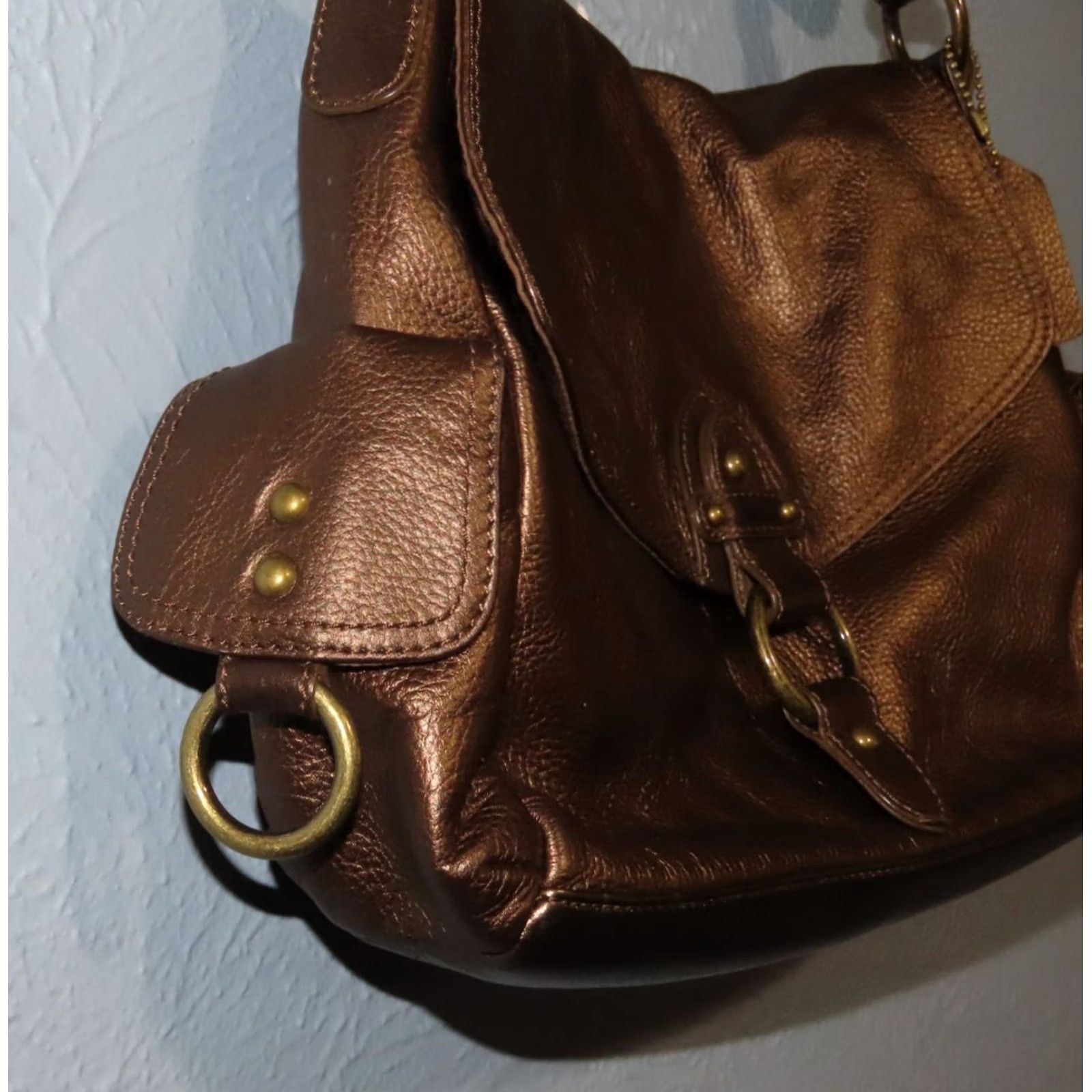 Vintage St. John's Bay Pebbled Genuine Leather Bronze Shoulder Bag Purse Size ONE SIZE - 3 Thumbnail