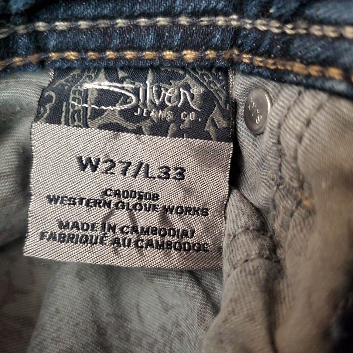 Silver Jeans Co. VINTAGE Silver Jeans Women's Jeans Blue Aiko Boot Cut Cowboy Western Rodeo Thick Stitch 27x33 Black? Size 27" / US 4 / IT 40 - 6 Thumbnail