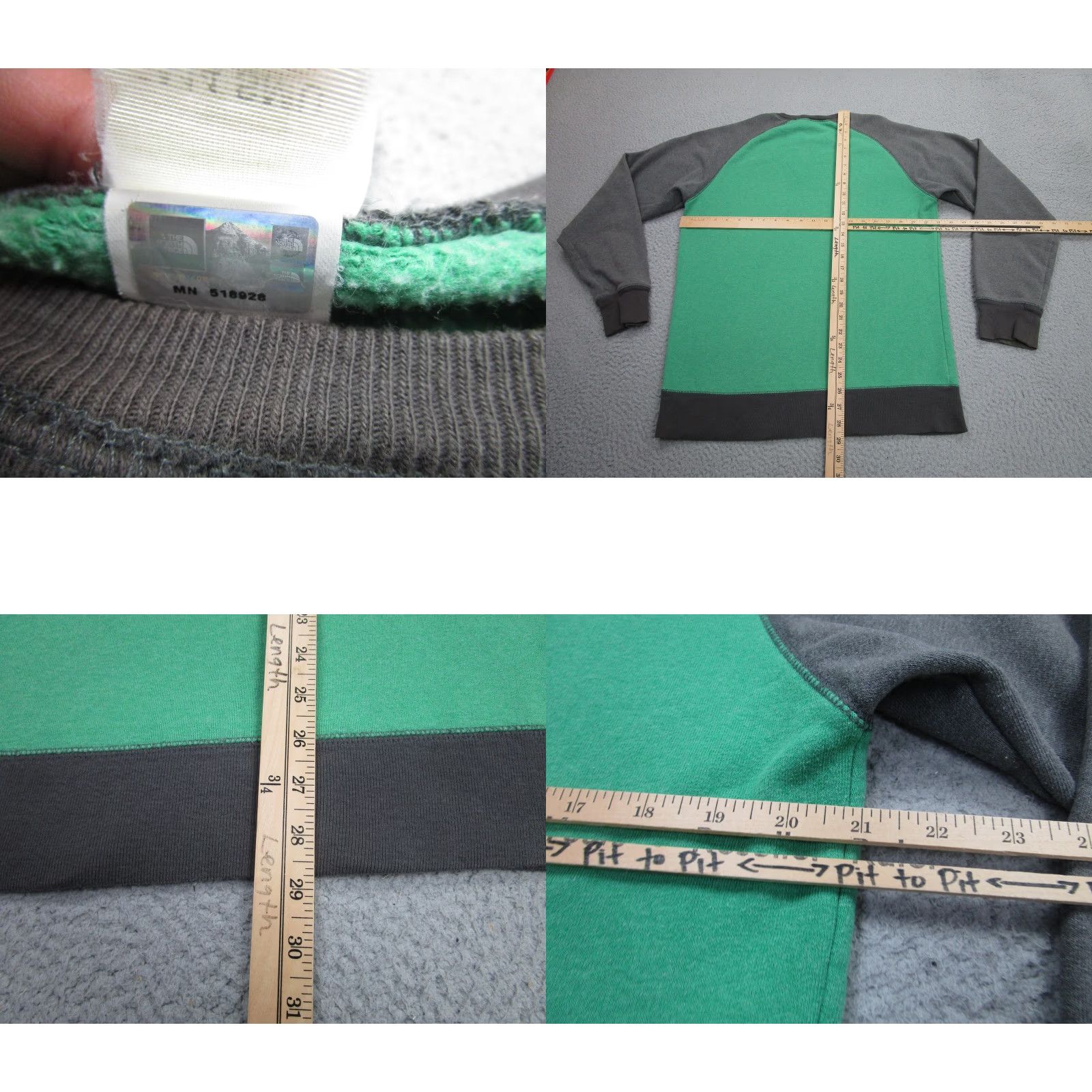 The North Face The North Face Sweatshirt Mens Small Green Gray Crewneck Fleece Pullover Logo Size US S / EU 44-46 / 1 - 8 Thumbnail