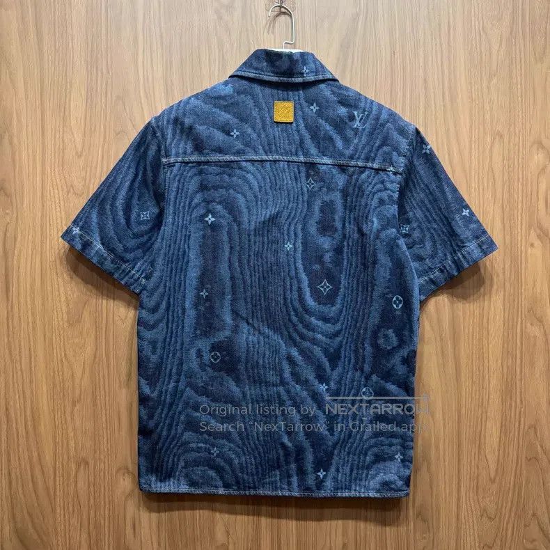 Louis Vuitton Louis Vuitton Blue rendered water ripple denim short sleev Size US M / EU 48-50 / 2 - 2 Thumbnail